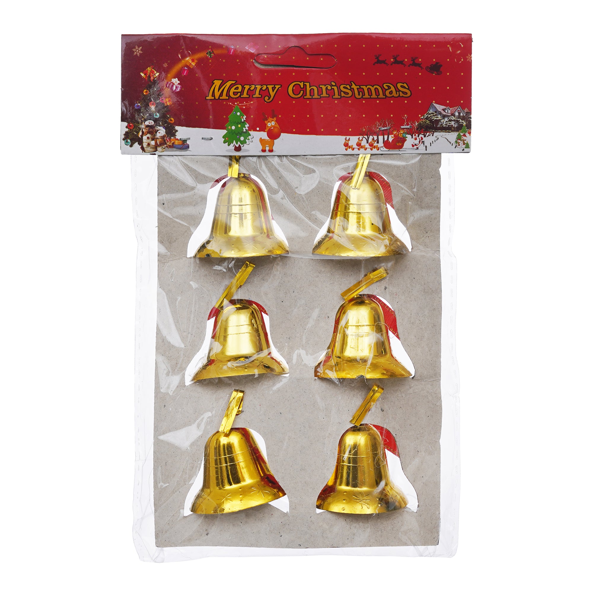 eCraftIndia Christmas Golden Jingle Bells with Red Ribbon  Christmas Tree and Wall Decoration Hanging Ornaments 6