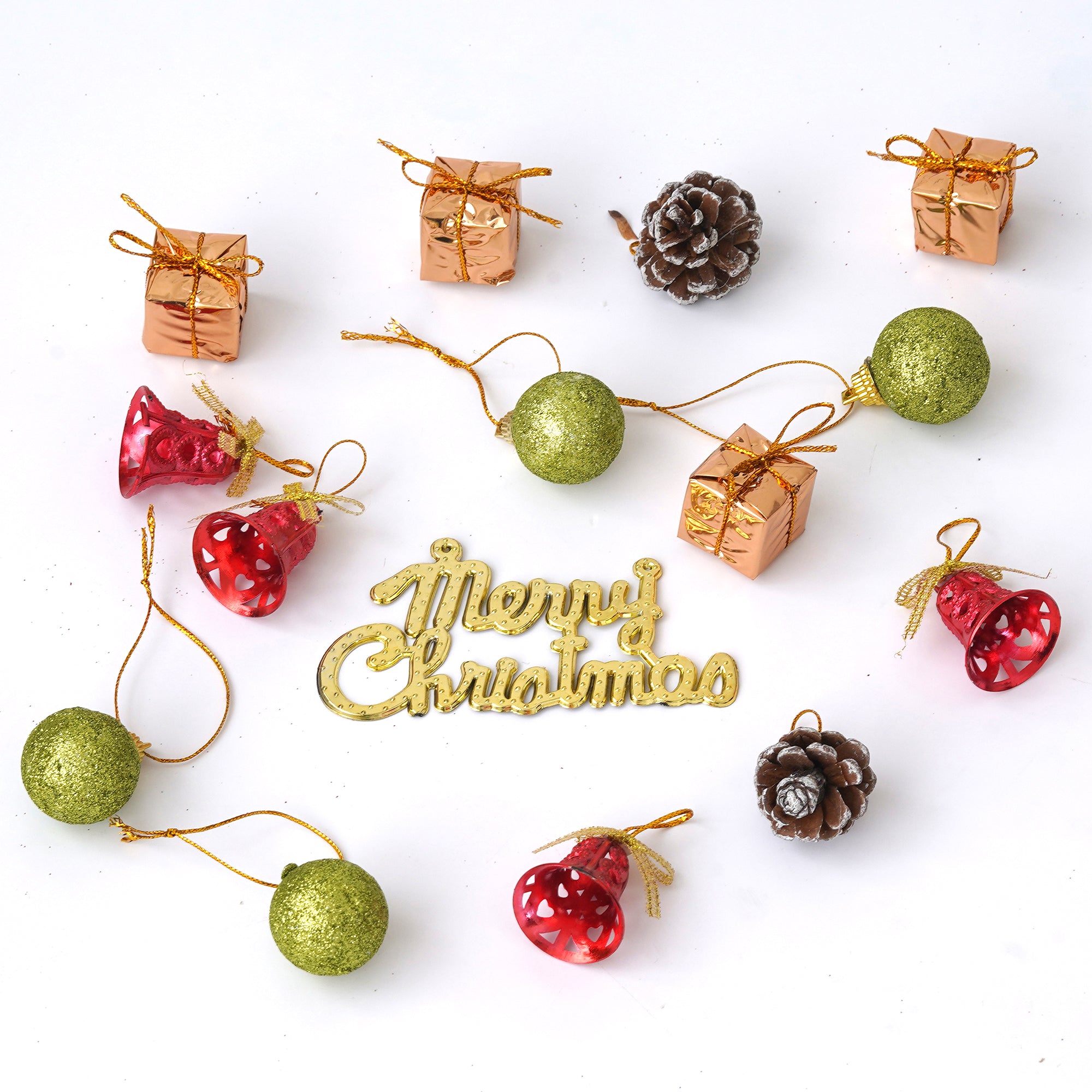 eCraftIndia Christmas Tree Decorative Hanging Ornaments, Decoration Items  Merry Christmas Cutout, Balls, Flowers, Gifts, Bells, Pine Tree, Bow Ribbon 2