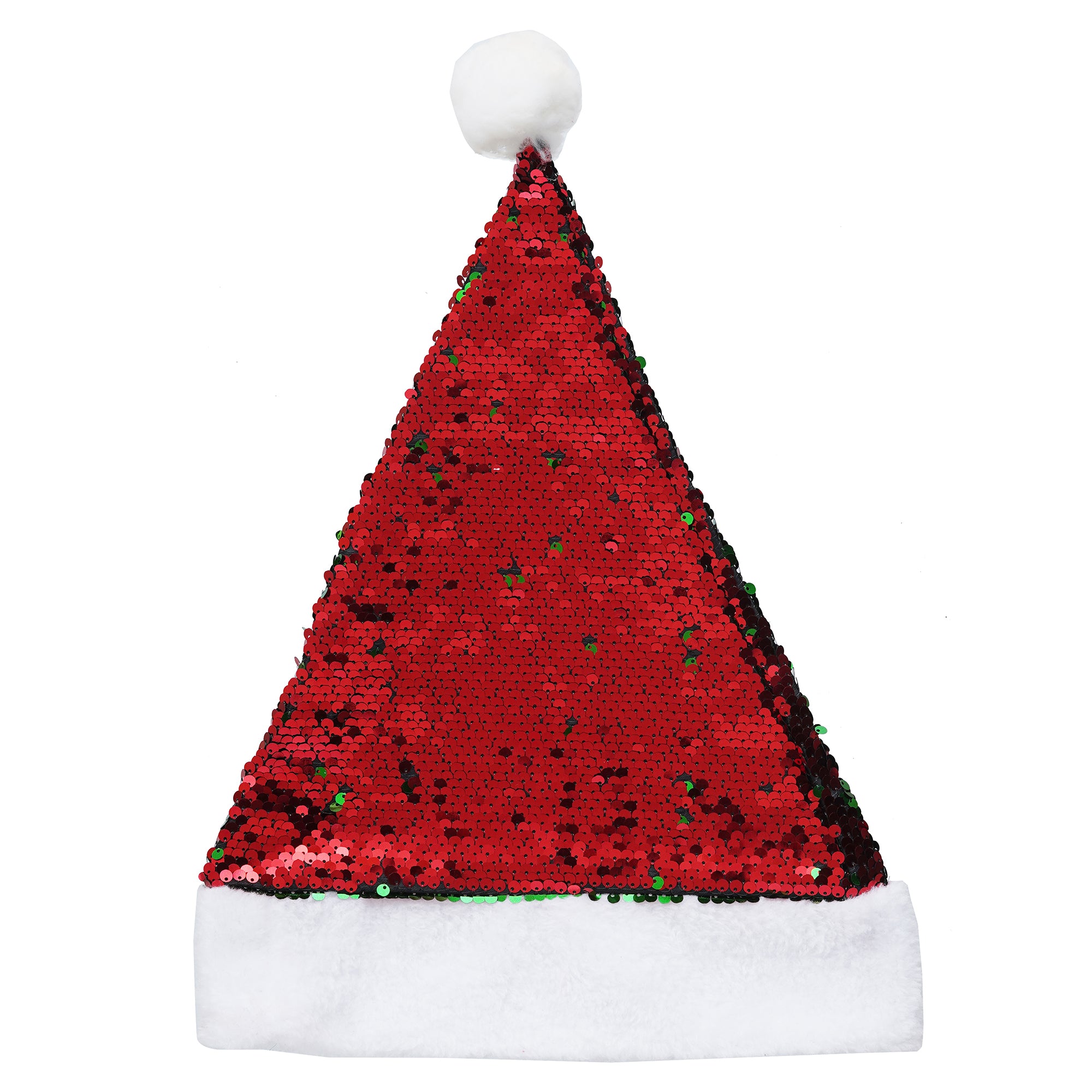 eCraftIndia Red and Green Flip Sequin Fancy Christmas Santa Hat  Santa Claus Cap for Christmas Party 2