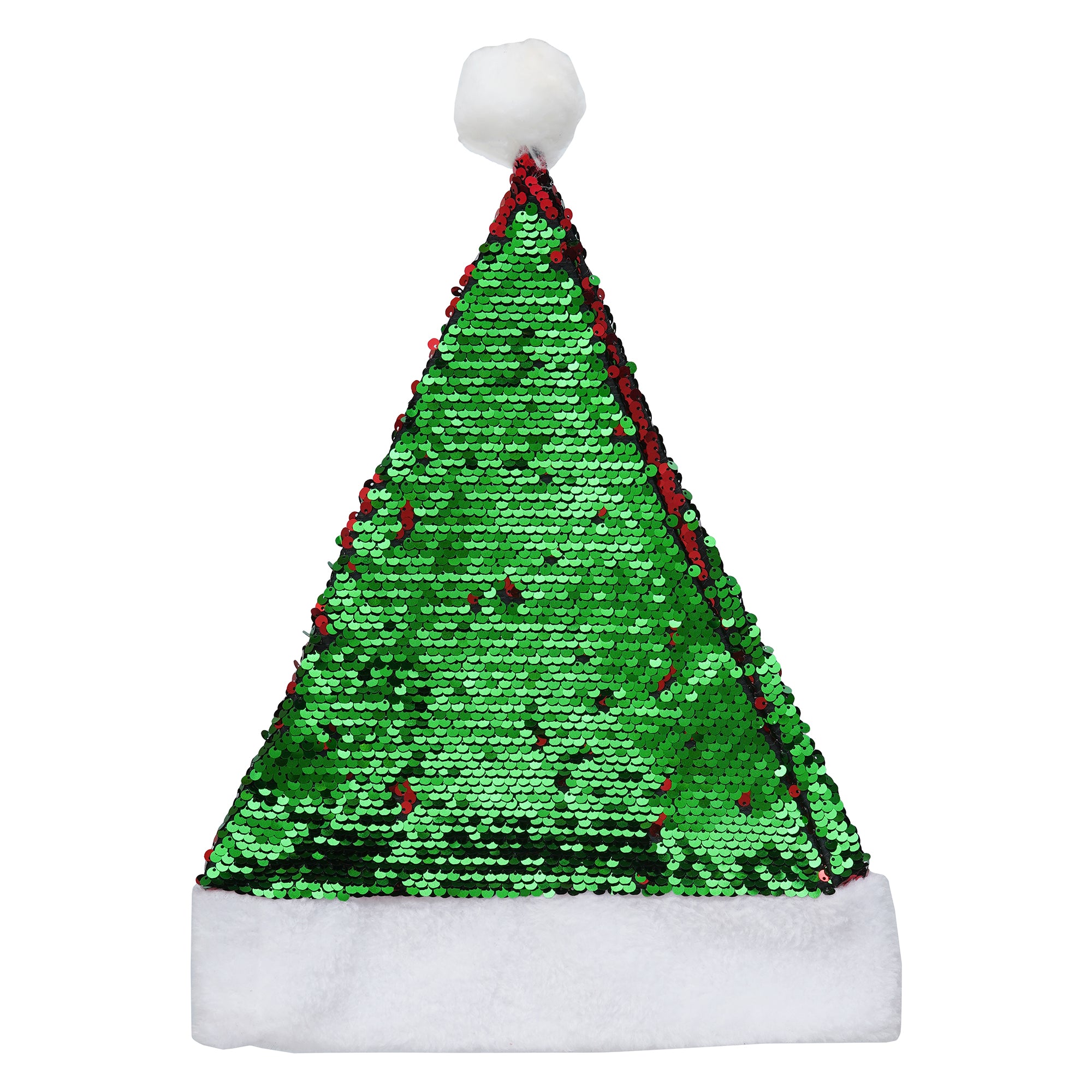 eCraftIndia Red and Green Flip Sequin Fancy Christmas Santa Hat  Santa Claus Cap for Christmas Party 7