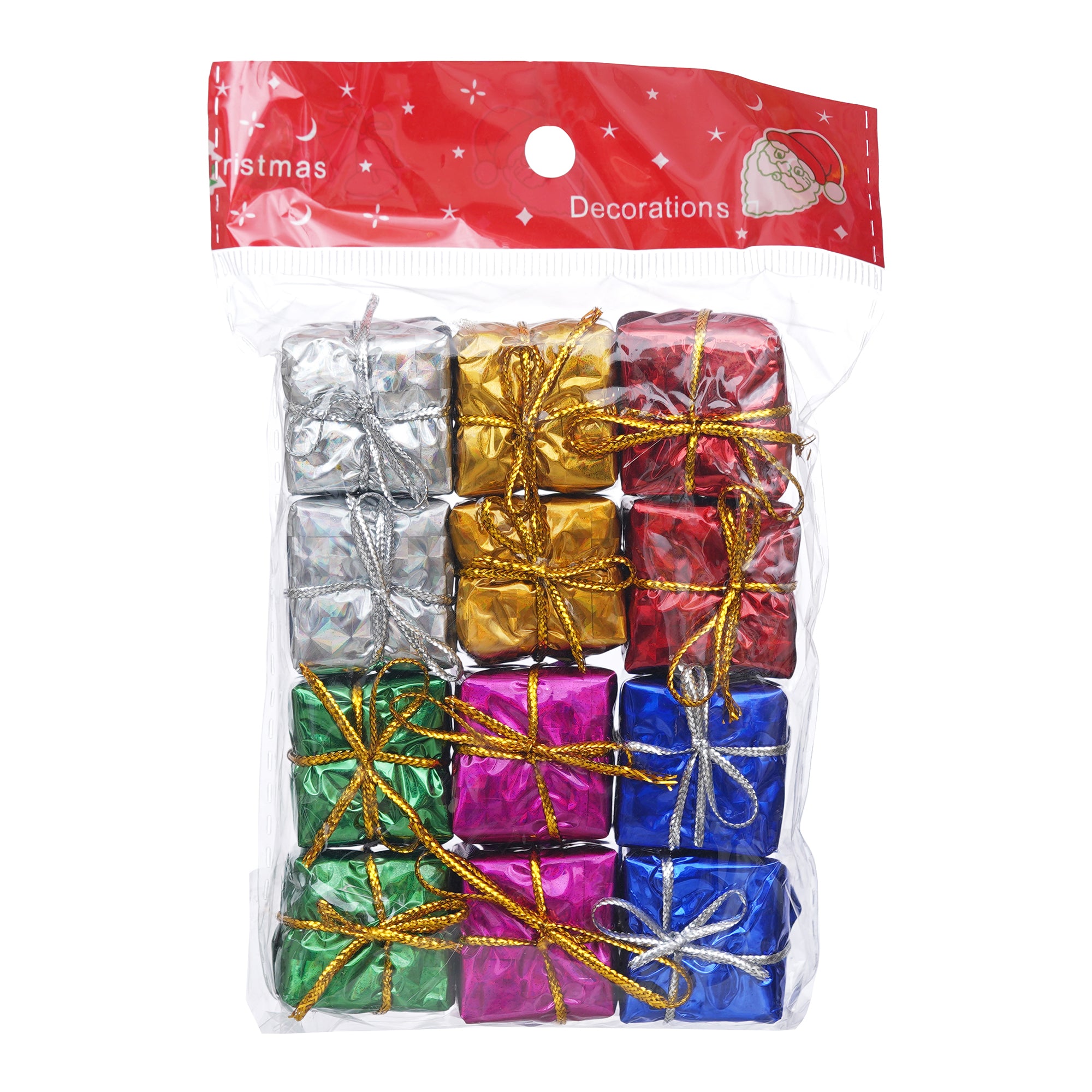 eCraftIndia Set of 12 Multicolor Gift Boxes Christmas Tree Hanging Ornaments  Christmas Decoration Items 1