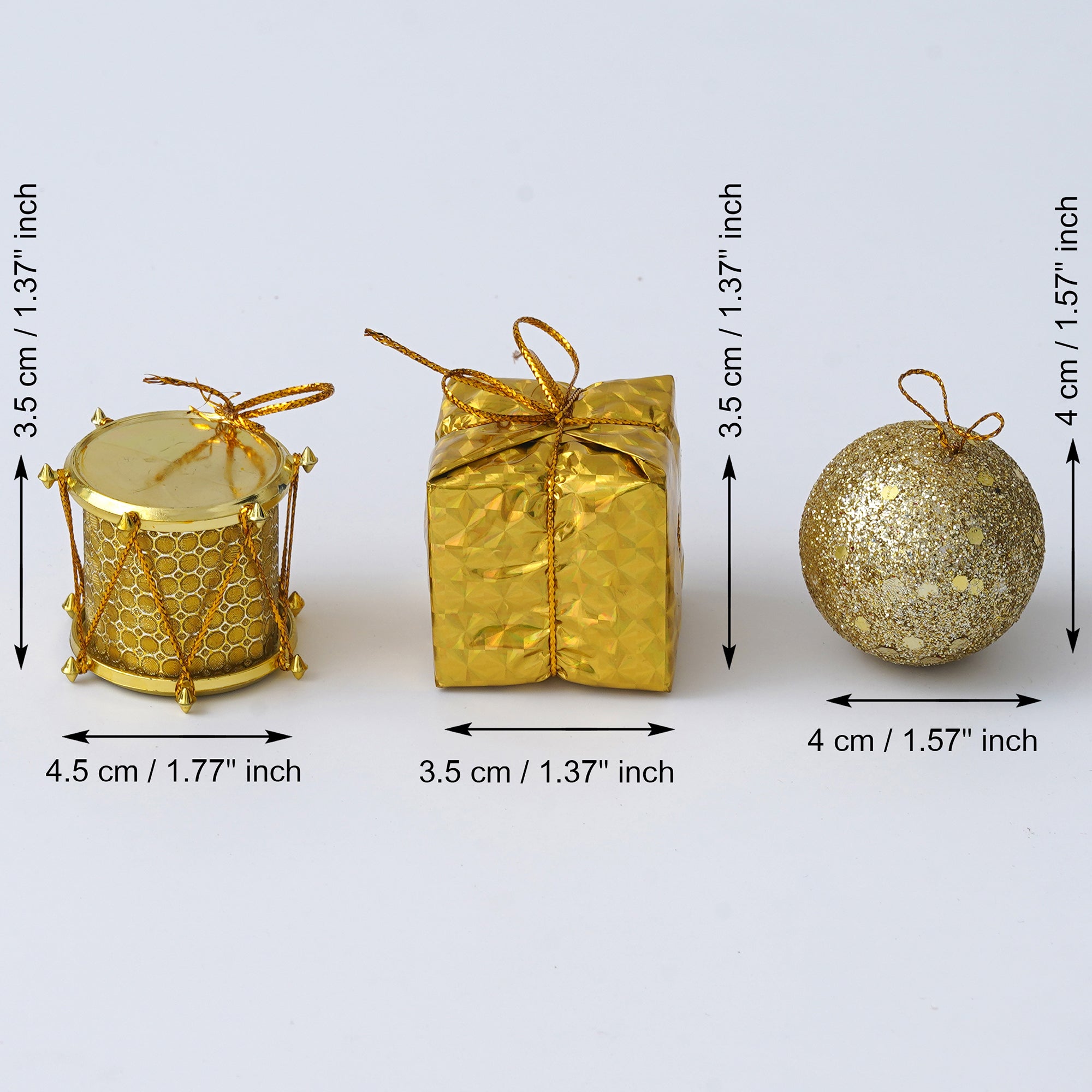 eCraftIndia Golden Christmas Tree Decoration Items  Balls, Gifts, Drums 3