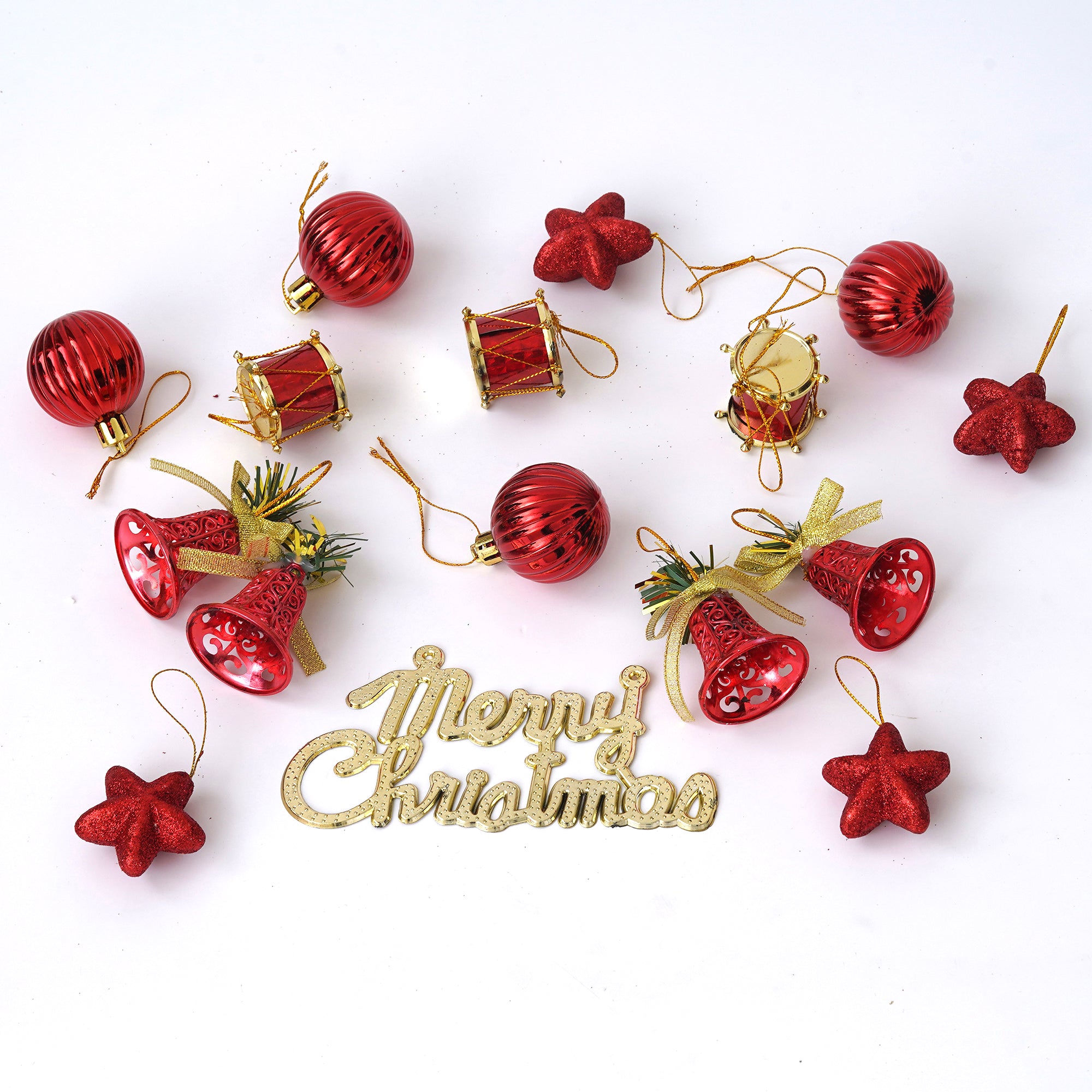 eCraftIndia Christmas Tree Decorative Hanging Ornaments, Decoration Items  Merry Christmas Cutout, Stars, Balls, Drums, Bells, Pine Tree 2