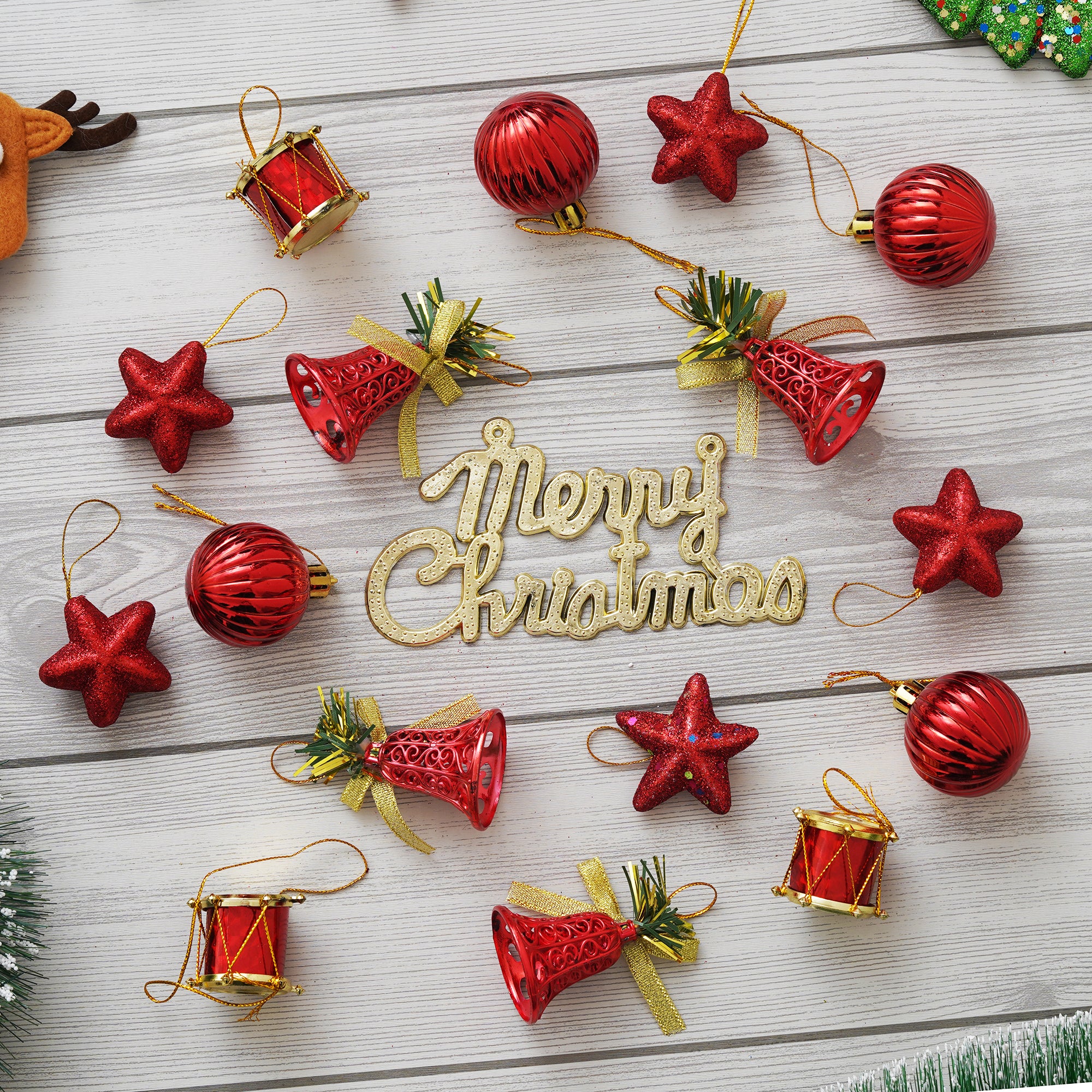 eCraftIndia Christmas Tree Decorative Hanging Ornaments, Decoration Items  Merry Christmas Cutout, Stars, Balls, Drums, Bells, Pine Tree 4
