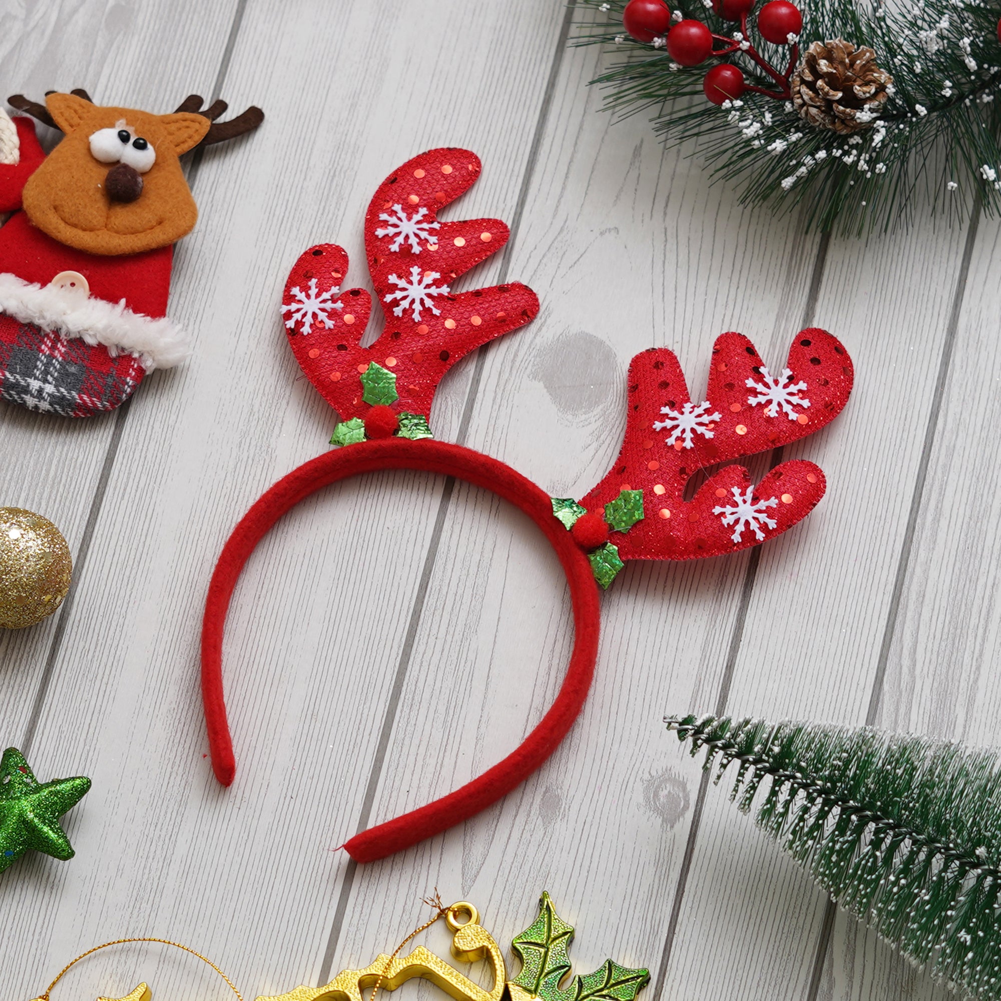 eCraftIndia Christmas Glitter Reindeer Antlers Headband  Deer Horn Hairband for Birthday, Christmas Party  Gift for Children, Girls