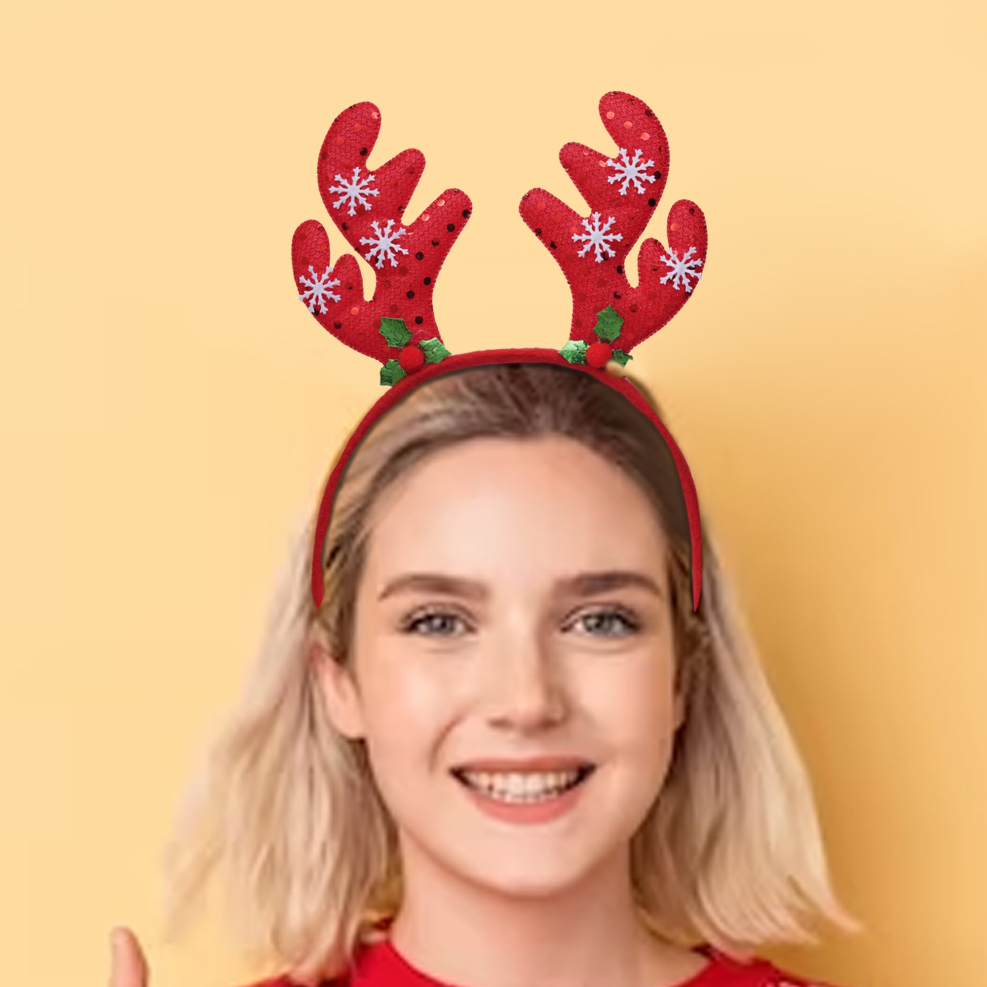 eCraftIndia Christmas Glitter Reindeer Antlers Headband  Deer Horn Hairband for Birthday, Christmas Party  Gift for Children, Girls 1