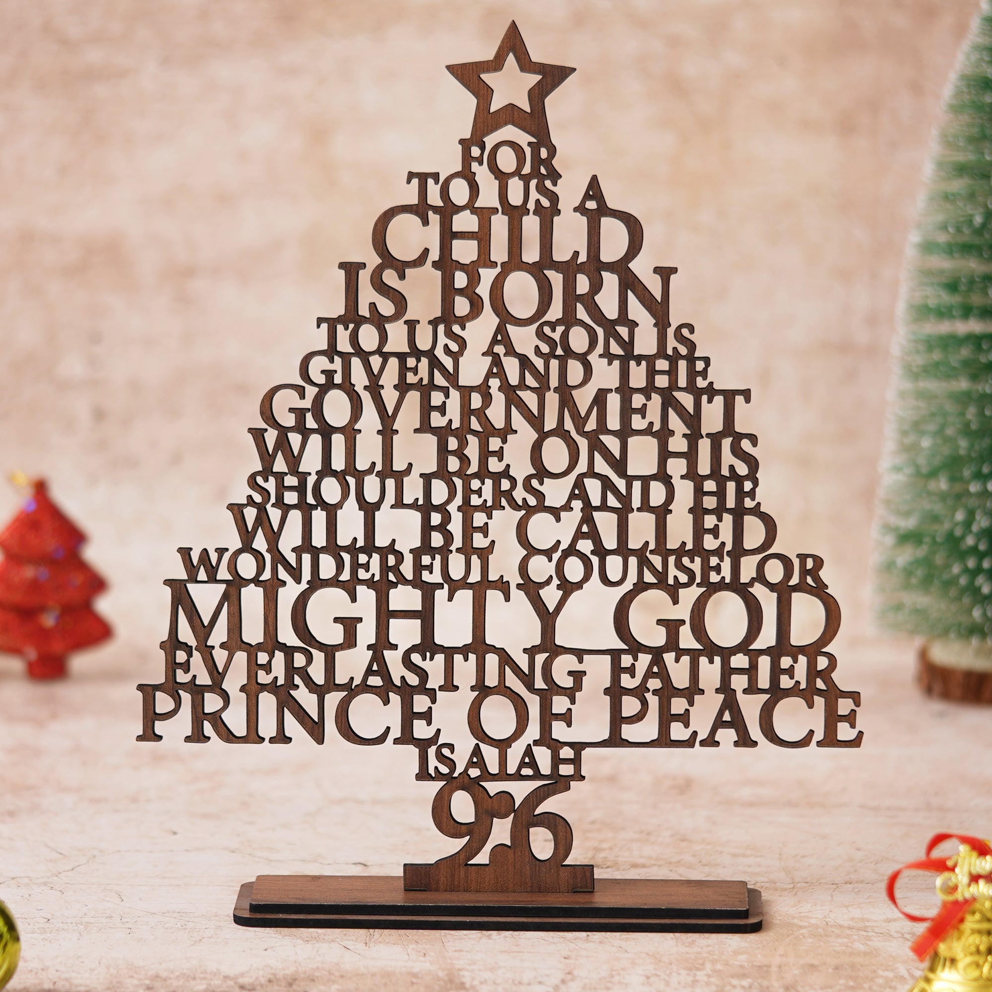 eCraftIndia Brown Wooden Tree for Christmas Decoration  Isaiah Mini Christmas Tree Ornaments