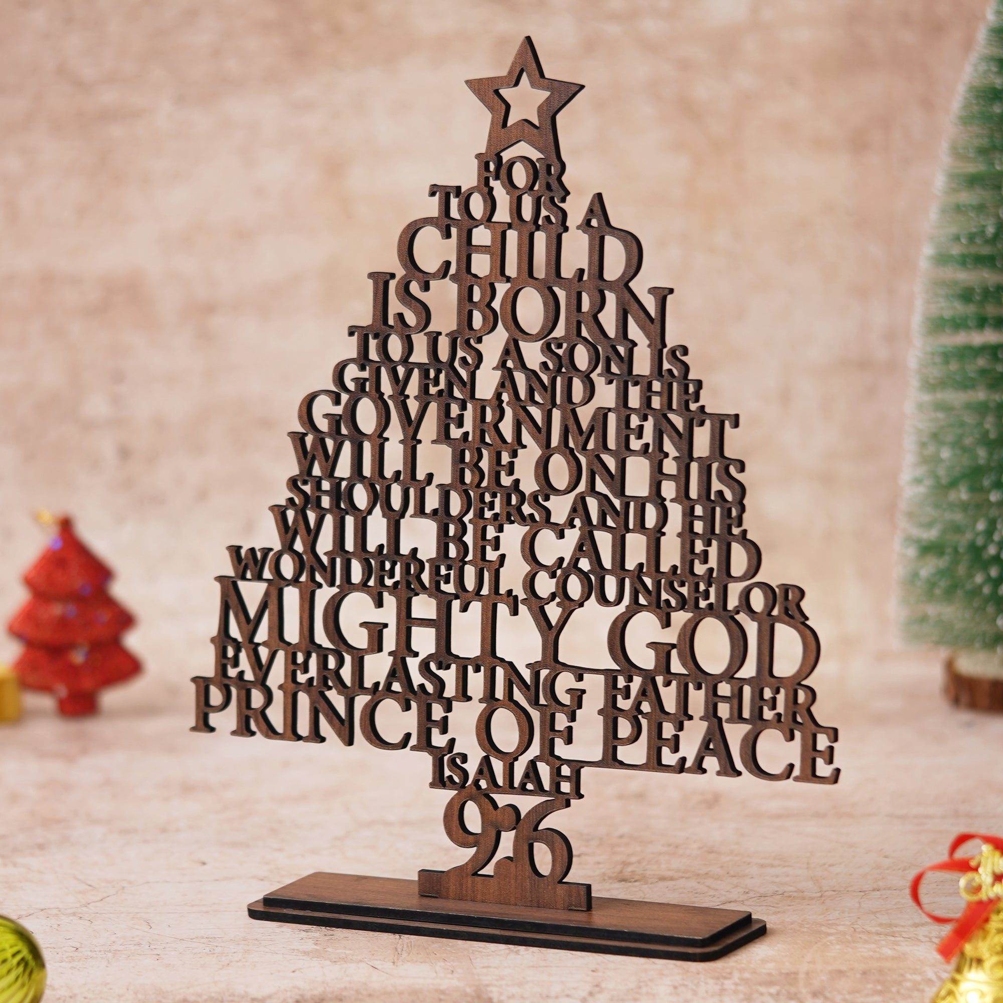 eCraftIndia Brown Wooden Tree for Christmas Decoration  Isaiah Mini Christmas Tree Ornaments 1