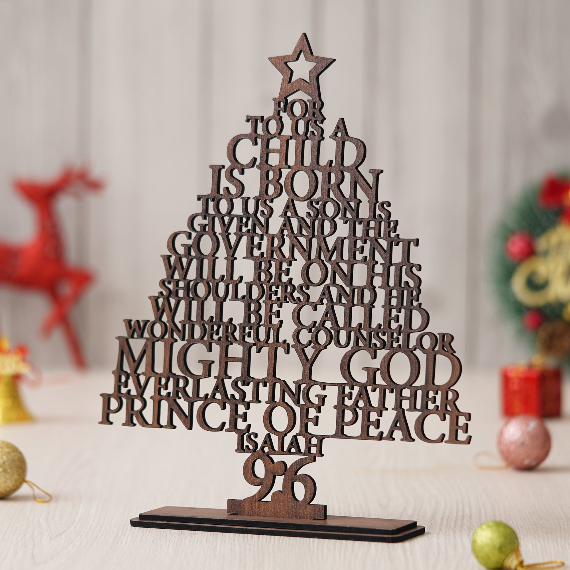 eCraftIndia Brown Wooden Tree for Christmas Decoration  Isaiah Mini Christmas Tree Ornaments 4