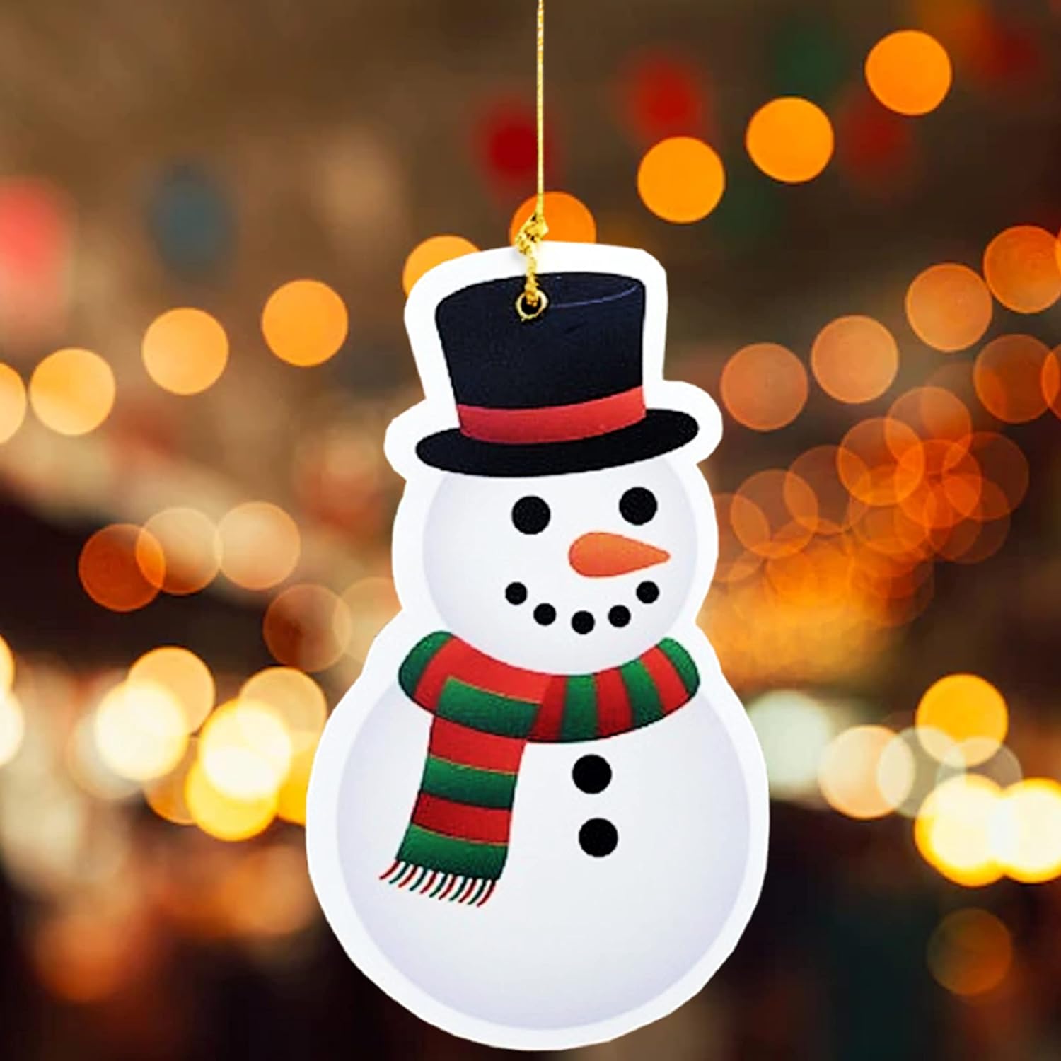 eCraftIndia Set of 10 Paper Printed Snowman Hangings for Christmas Tree and Wall Decoration
