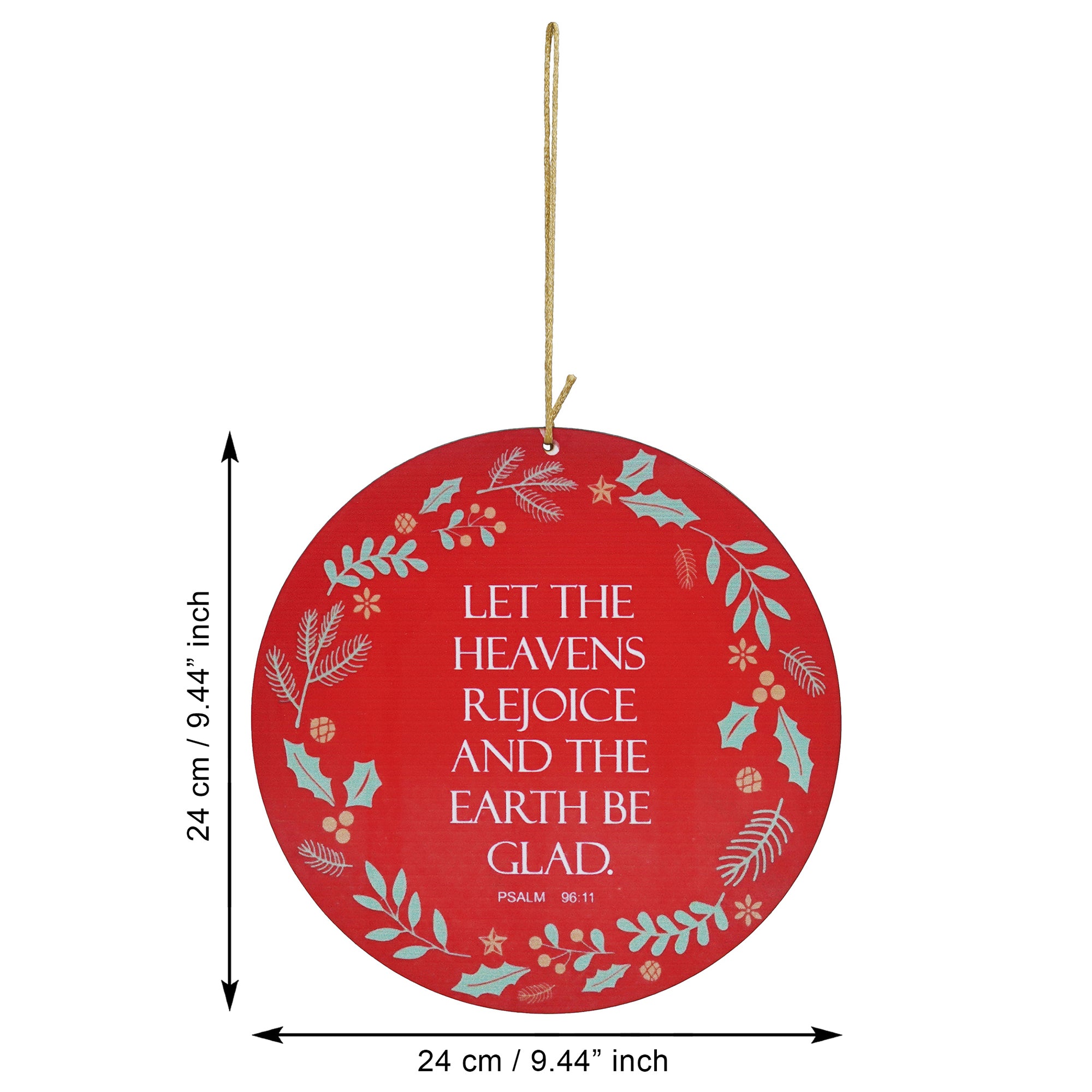 eCraftIndia "LET THE HEAVENS REJOICE AND THE EARTH BE GLAD. PSALM 96:11" Printed Merry Christmas Wooden Door Wall Hanging Ornaments for Home Decoration (Red, Green, White) 3