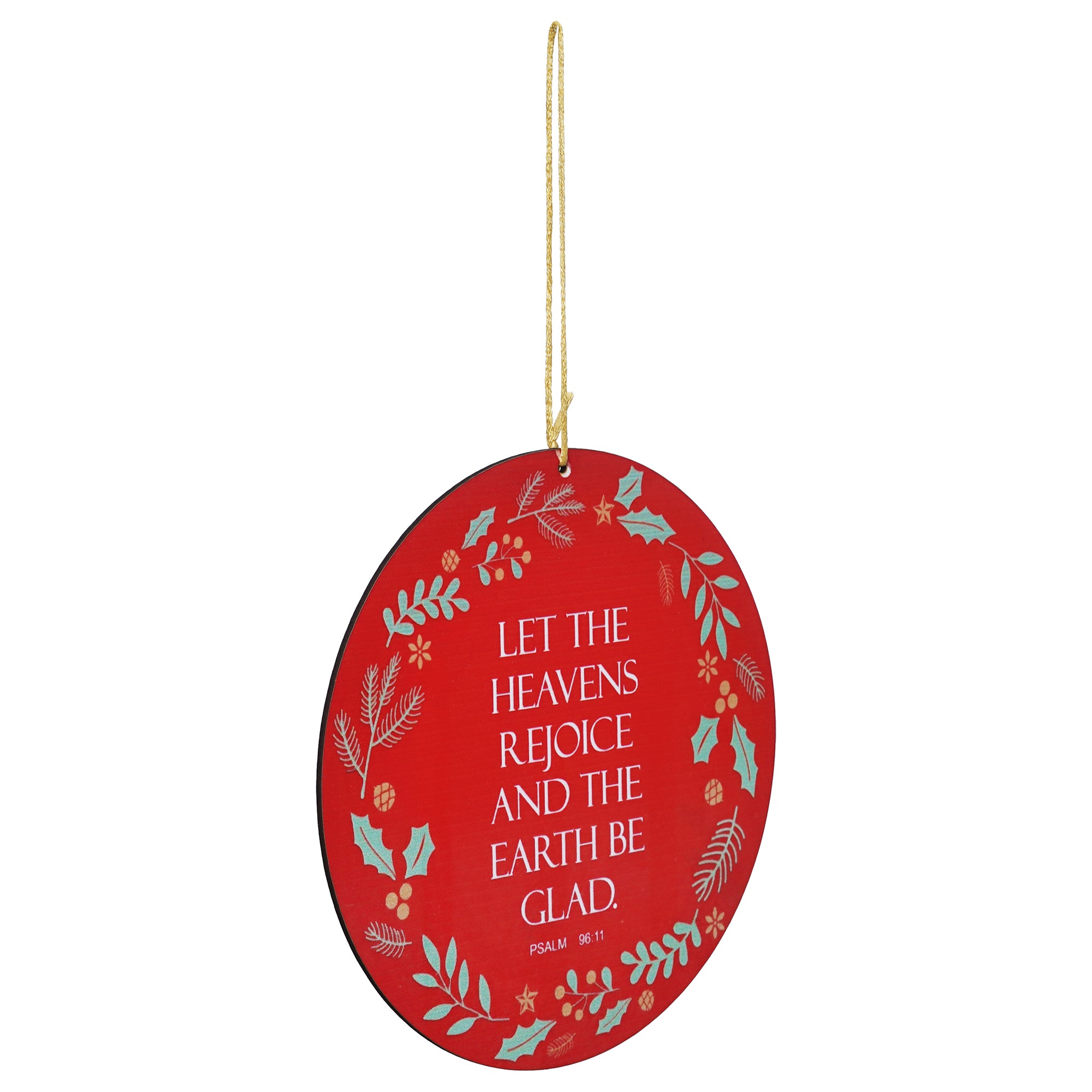 eCraftIndia "LET THE HEAVENS REJOICE AND THE EARTH BE GLAD. PSALM 96:11" Printed Merry Christmas Wooden Door Wall Hanging Ornaments for Home Decoration (Red, Green, White) 6