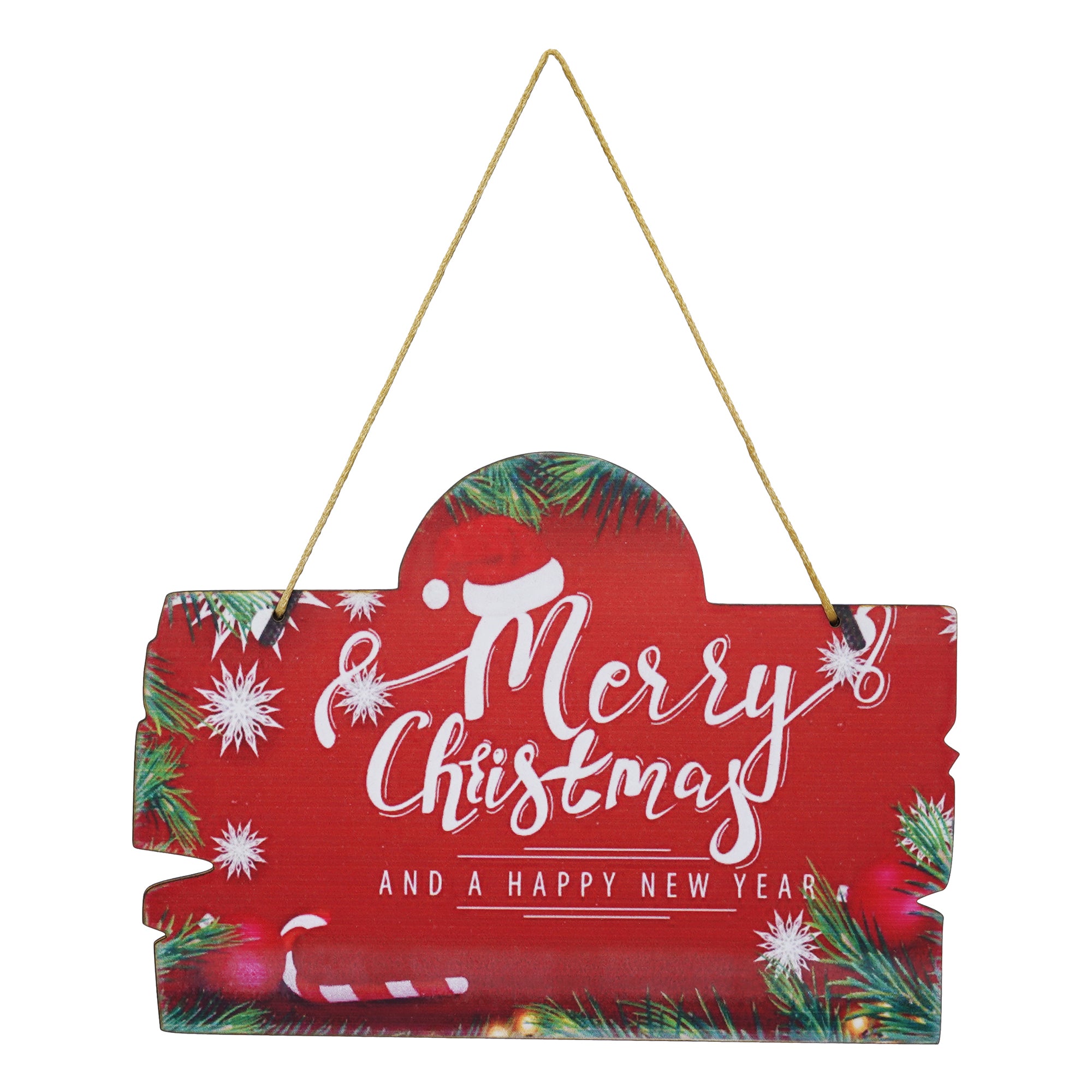 eCraftIndia "Merry Christmas and Happy New Year" Printed Door Wall Hanging for Home and Christmas Tree Decorations (Red, Green, White) 2
