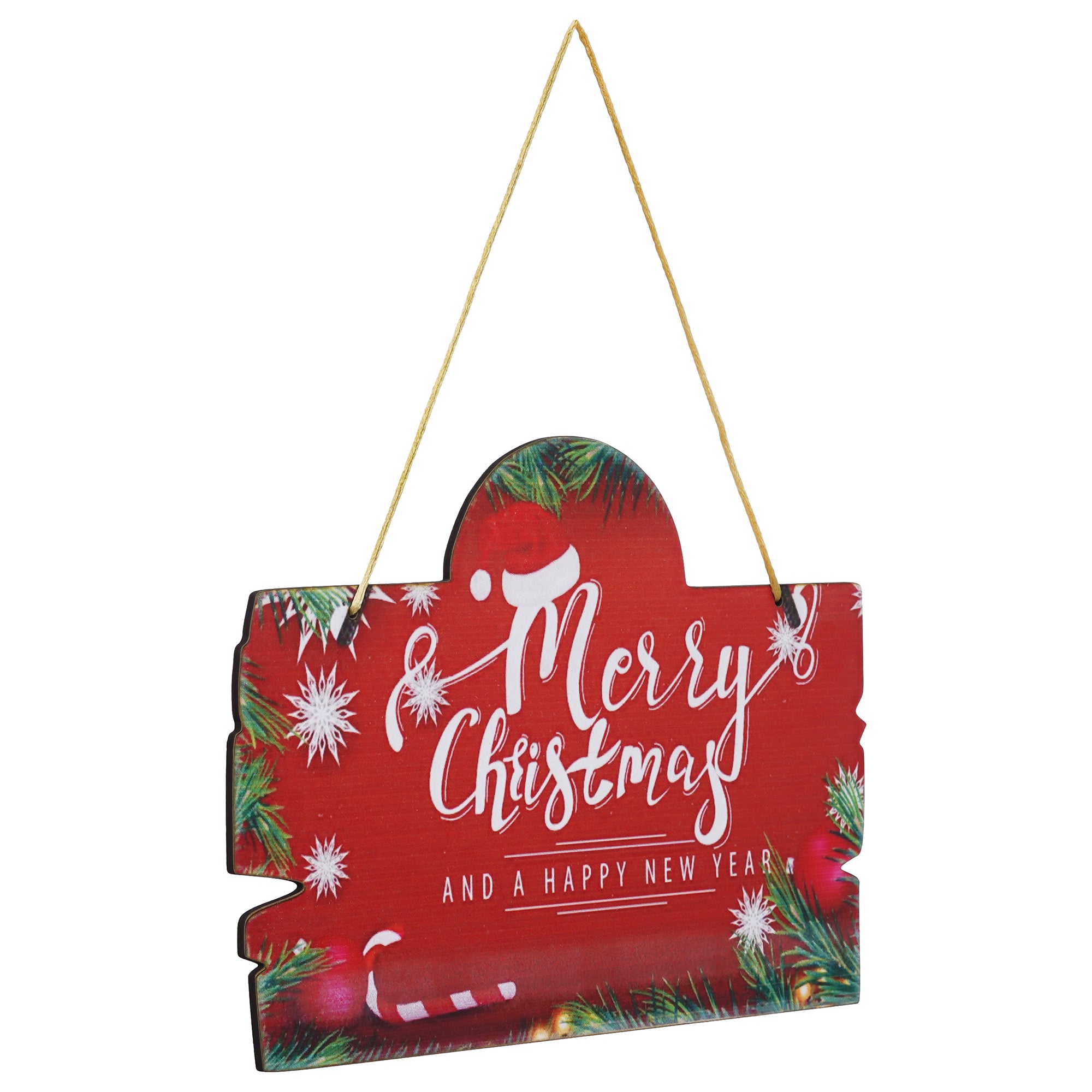 eCraftIndia "Merry Christmas and Happy New Year" Printed Door Wall Hanging for Home and Christmas Tree Decorations (Red, Green, White) 6