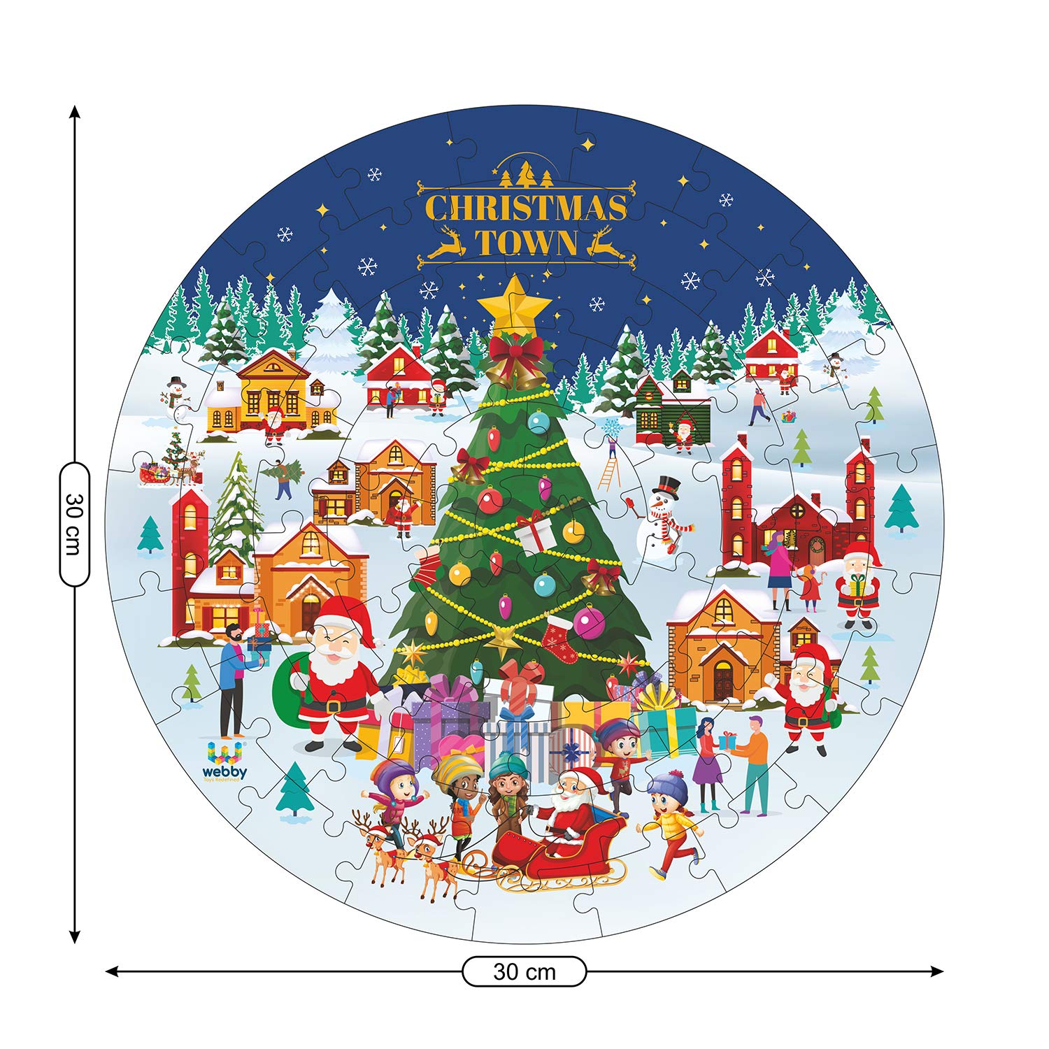 eCraftIndia Multicolor Wooden Merry Christmas Town Jigsaw Puzzle for Kids - Perfect Gift for Birthdays and Christmas 1