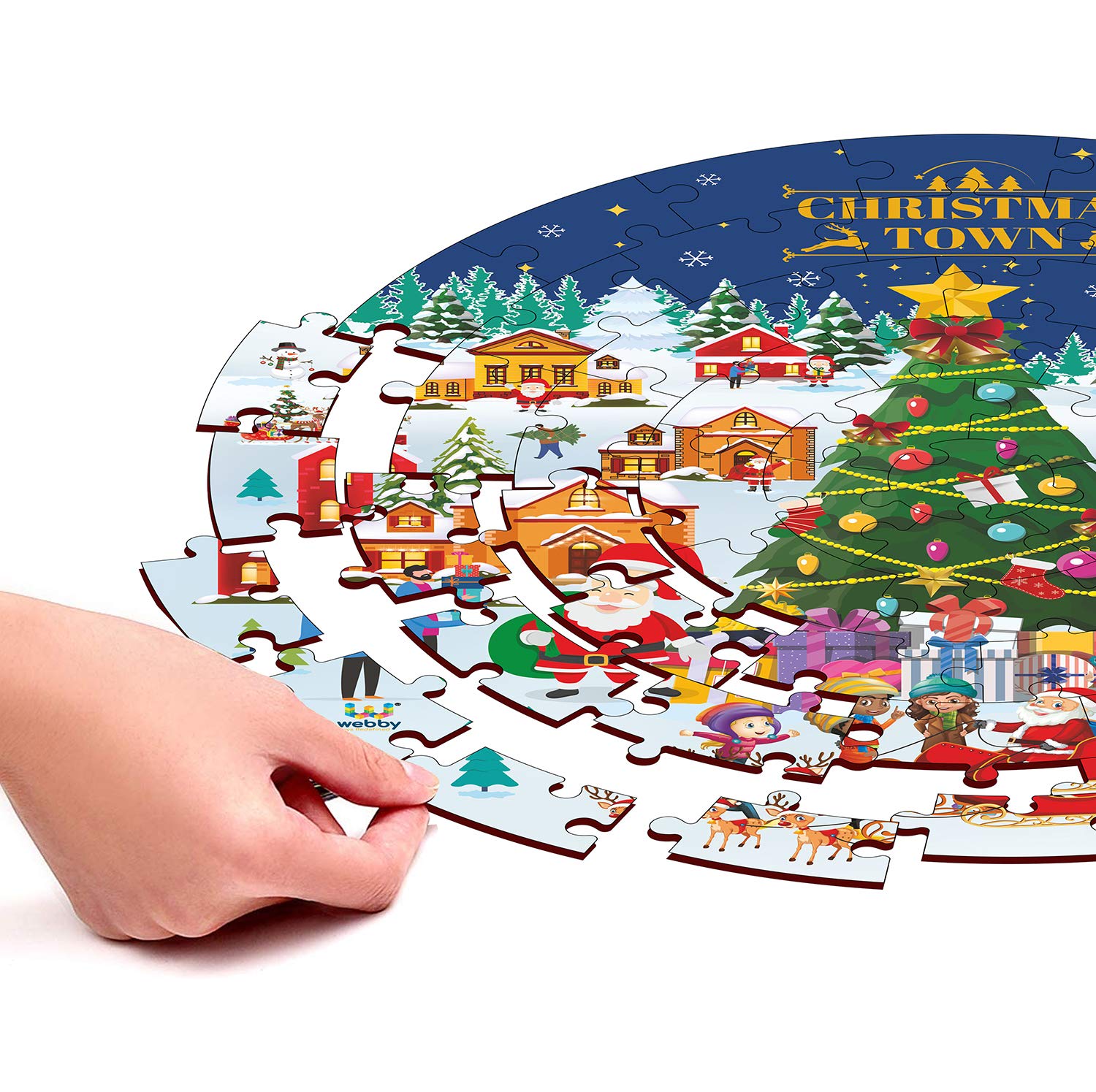 eCraftIndia Multicolor Wooden Merry Christmas Town Jigsaw Puzzle for Kids - Perfect Gift for Birthdays and Christmas 2