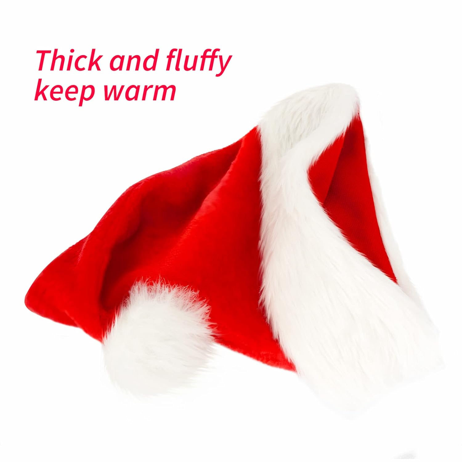 eCraftIndia Red and White Velvet Classic Fur Merry Christmas Hats, Santa Claus Caps for kids and Adults - XMAS Caps, Santa Hats for Christmas, New Year, Festive Holiday Party Celebration (Set of 12) 5