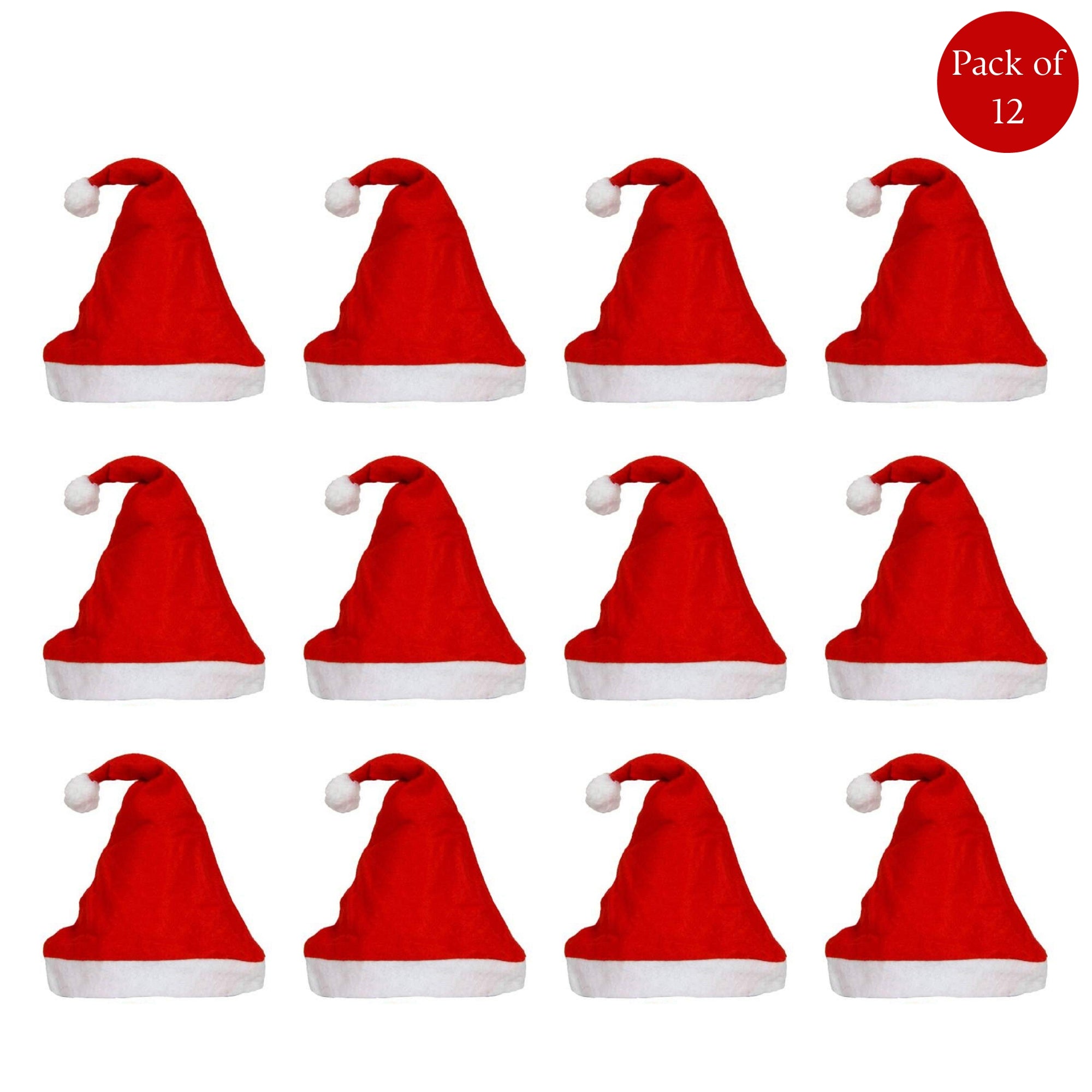 eCraftIndia Red and White Merry Christmas Hats, Santa Claus Caps for kids and Adults - Free Size XMAS Caps, Santa Claus Hats for Christmas, New Year, Festive Holiday Party (Set of 12) 1