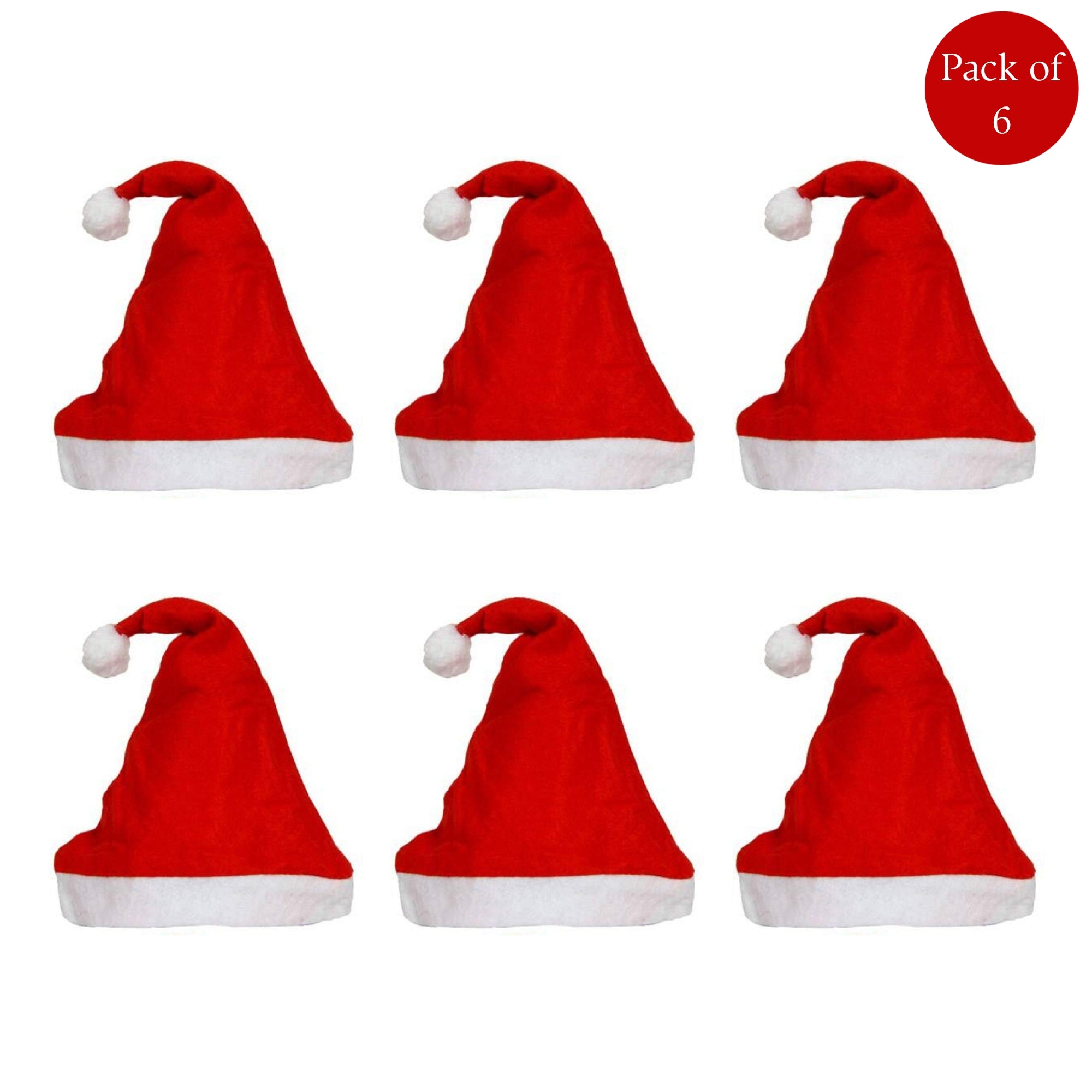 eCraftIndia Red and White Merry Christmas Hats, Santa Claus Caps for kids and Adults - Free Size XMAS Caps, Santa Claus Hats for Christmas, New Year, Festive Holiday Party (Set of 6) 1
