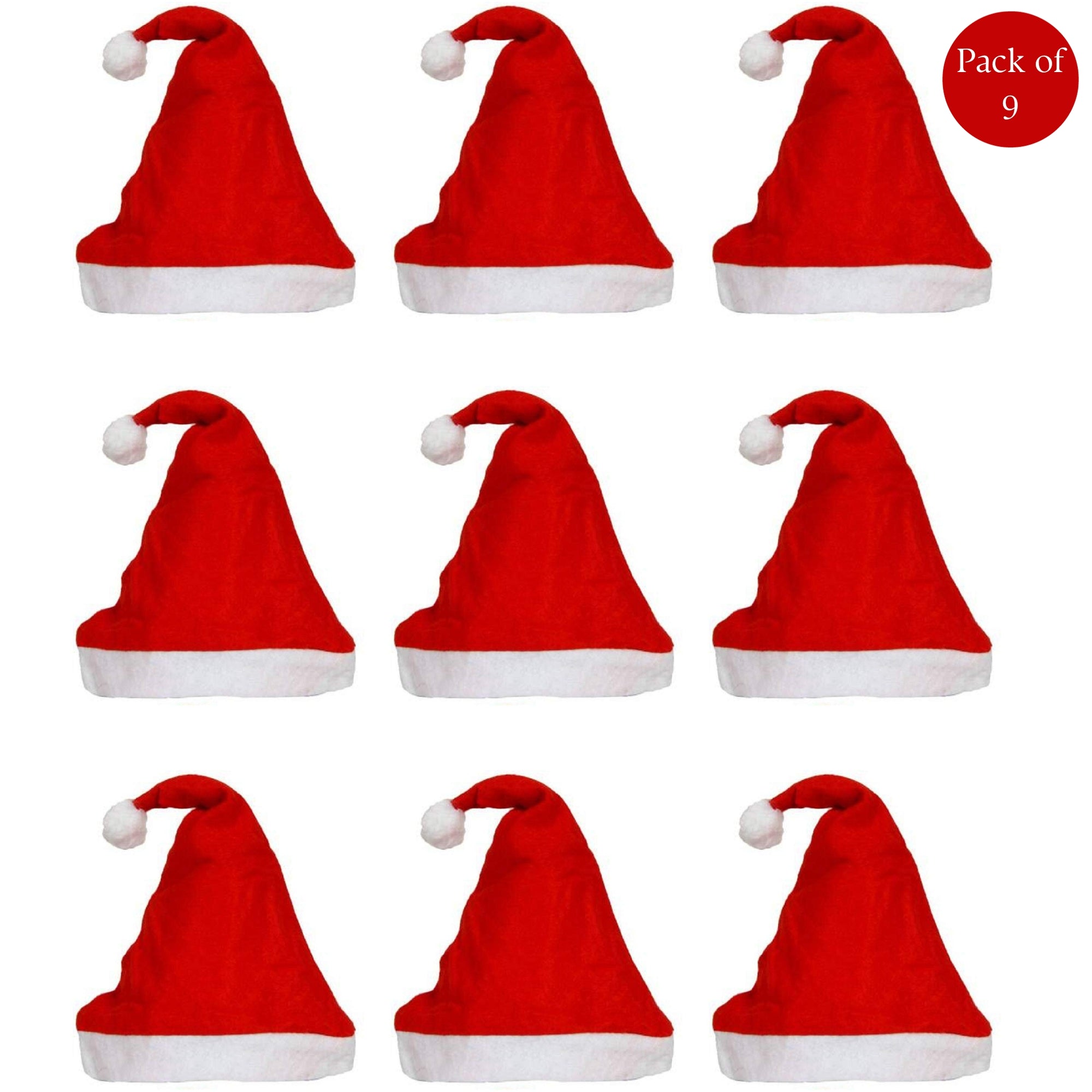 eCraftIndia Red and White Merry Christmas Hats, Santa Claus Caps for kids and Adults - Free Size XMAS Caps, Santa Claus Hats for Christmas, New Year, Festive Holiday Party (Set of 9) 1