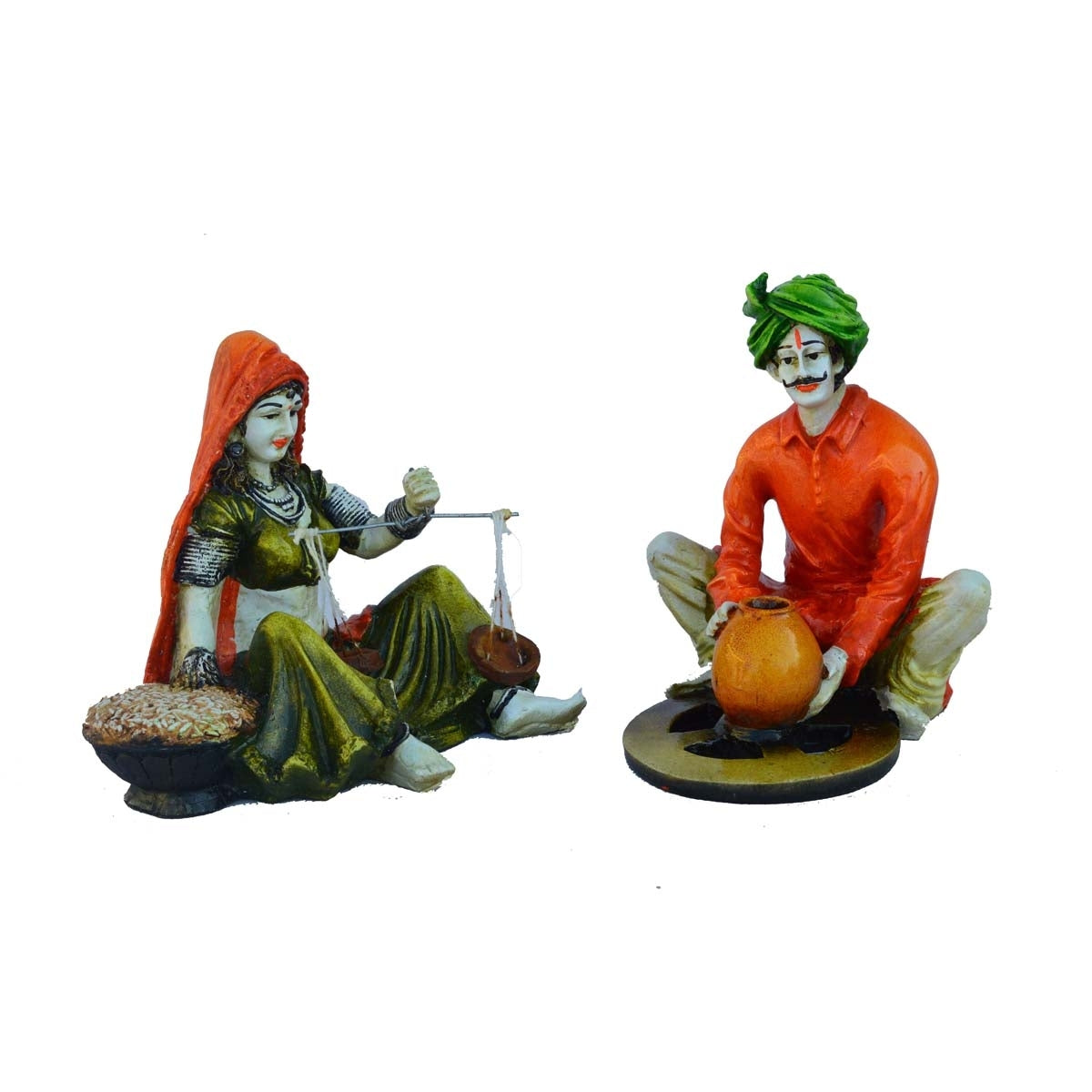 Combo Of Rajasthani Craftsmen And Women Statue Human Figurines Decorative Showpiece