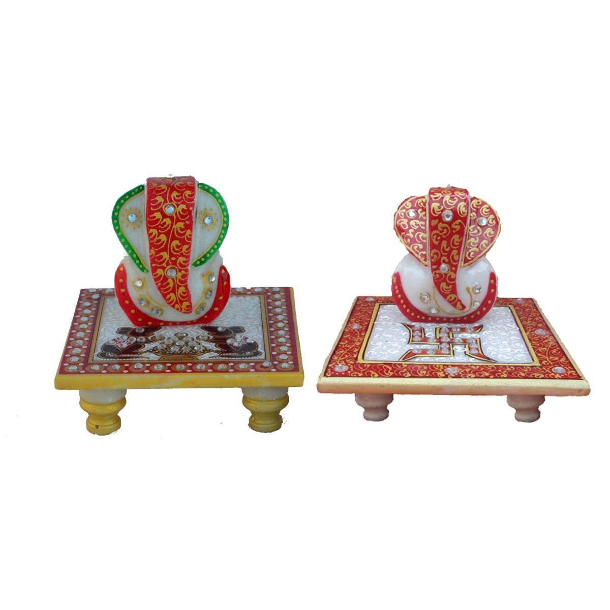 Set of 2 Lord Ganesha Marble Chowkis