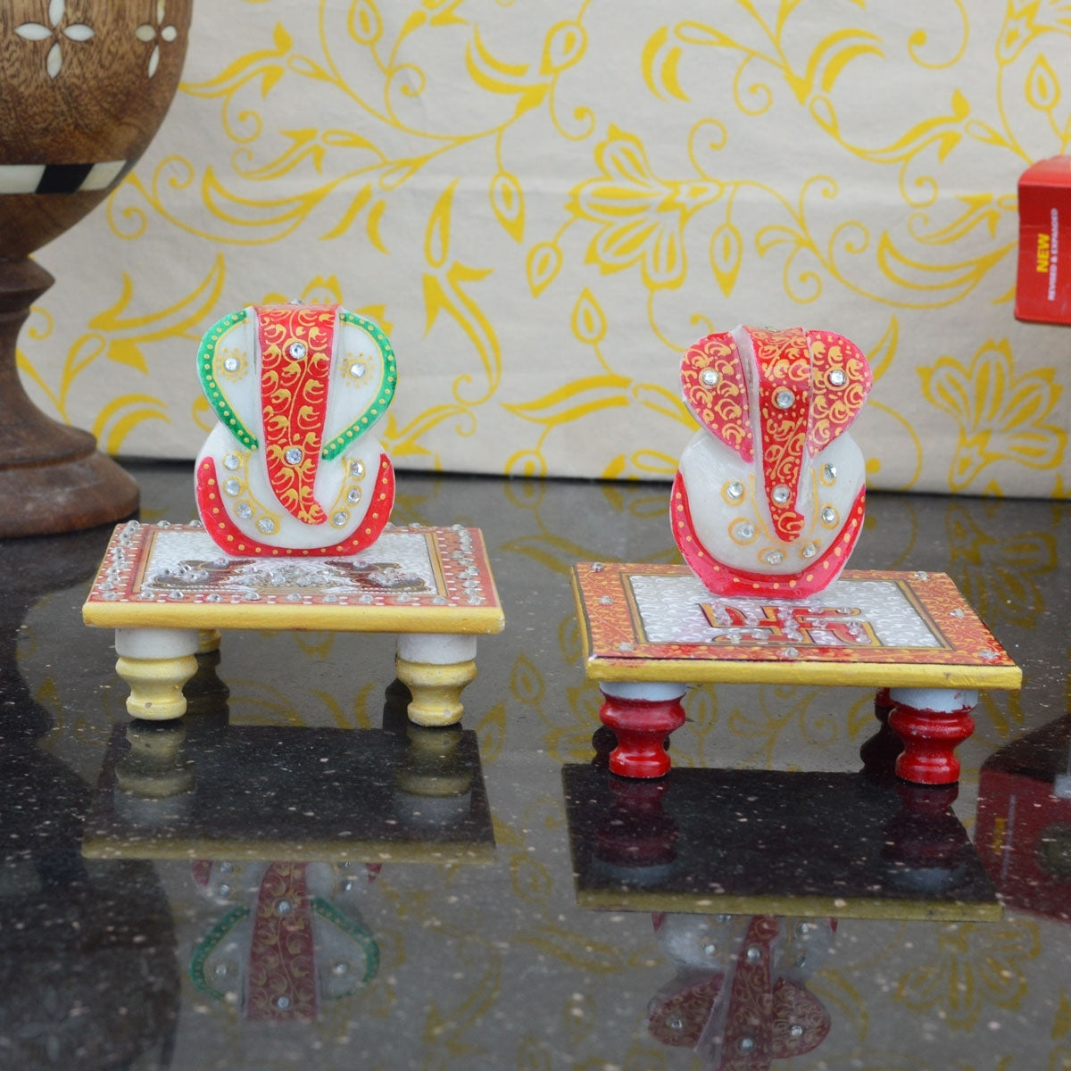 Set of 2 Lord Ganesha Marble Chowkis 1