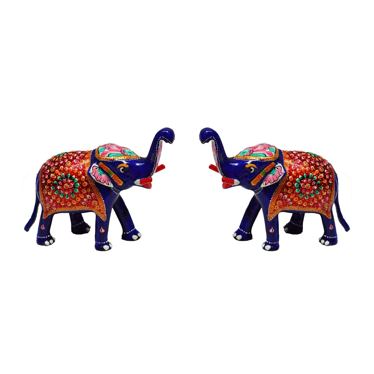 Set Of 2 Delightful Meenakari Elephant Statue Animal Figurines