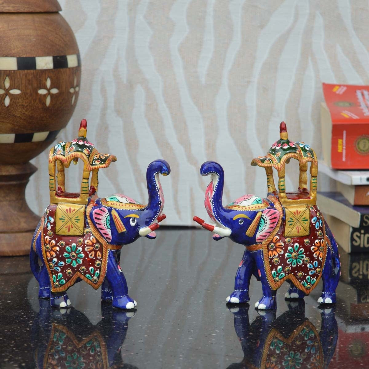 Combo of Meenakari Colorful Ambabari Elephant Statue 1