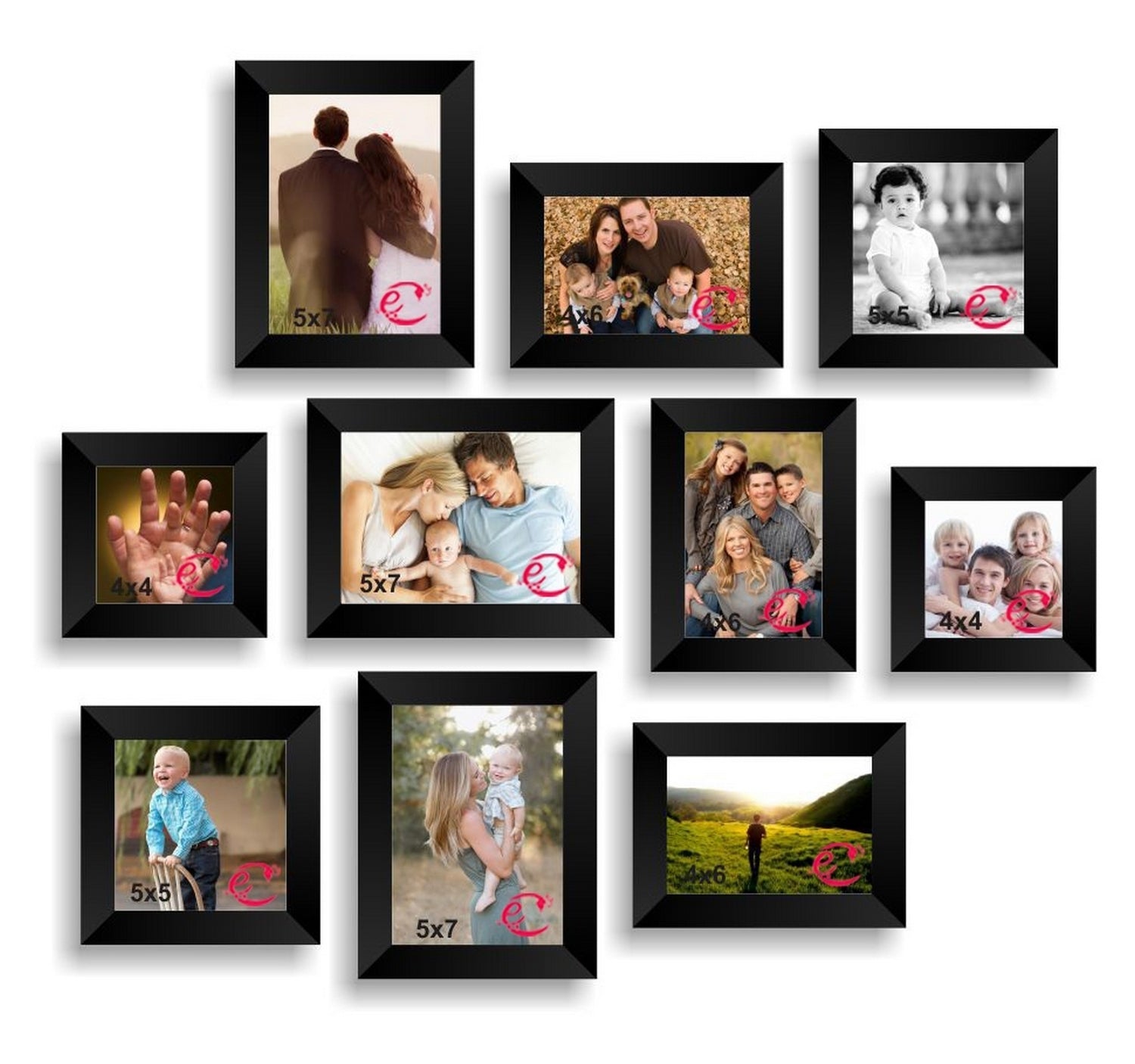 Memory Wall Collage Photo Frame Set of 10 individual photo frames