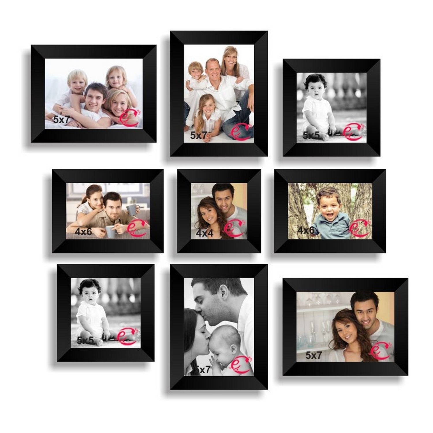 Memory Wall Collage Photo Frame Set of 9 individual photo frames
