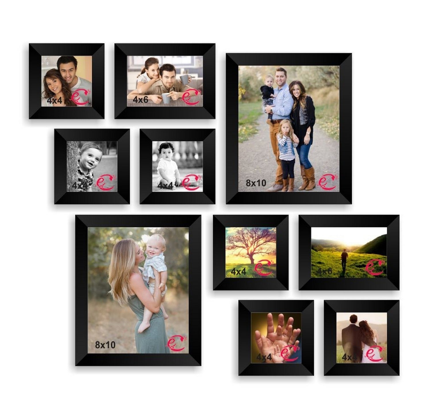 Memory Wall Collage Photo Frame Set of 10 individual photo frames