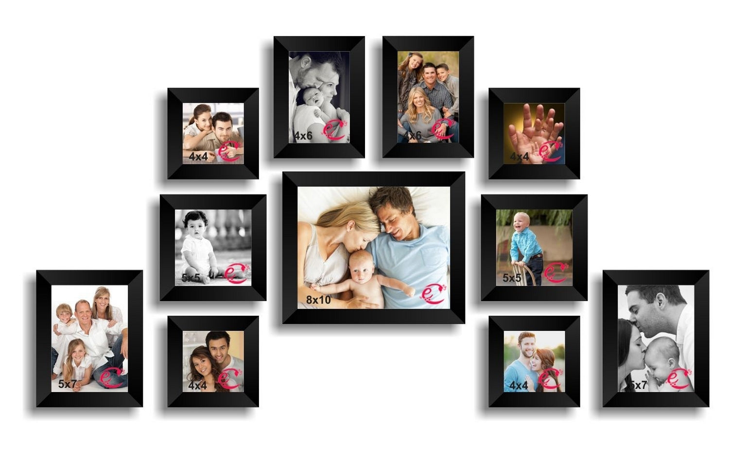 Memory Wall Collage Photo Frame Set of 11 individual photo frames