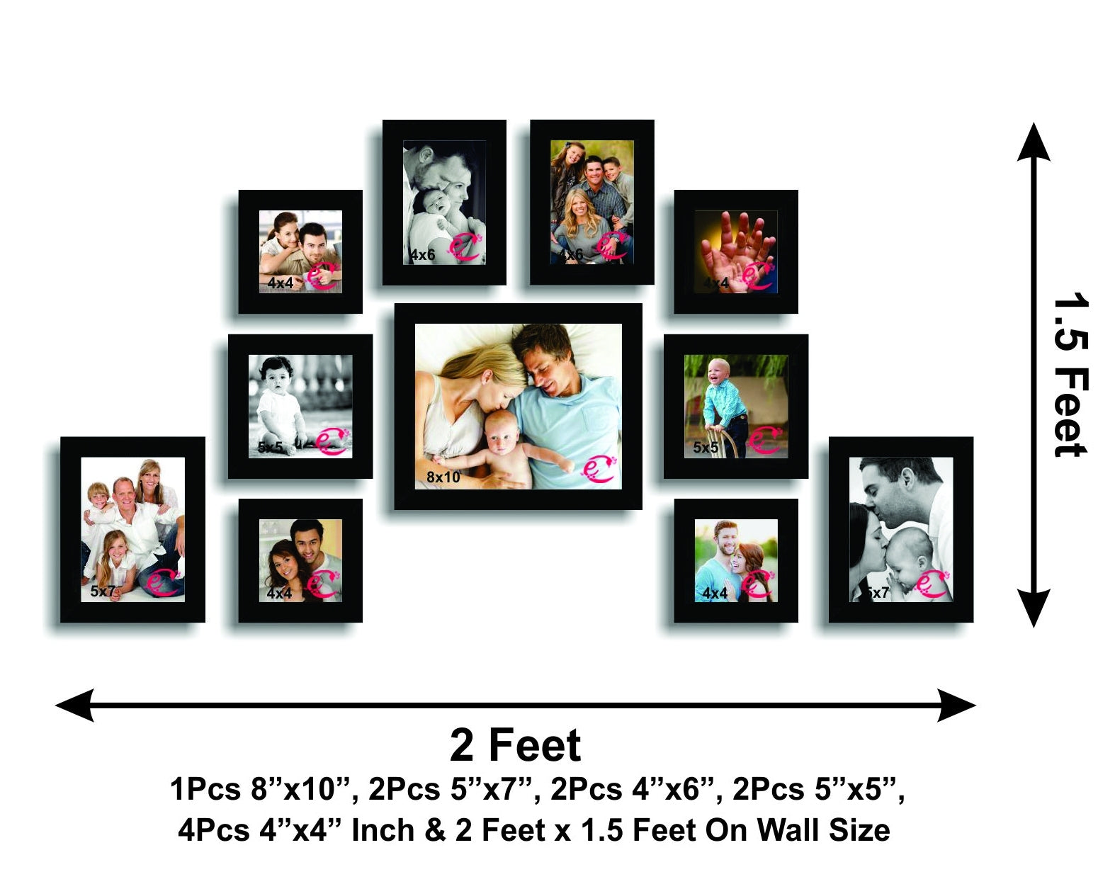 Memory Wall Collage Photo Frame Set of 11 individual photo frames 2