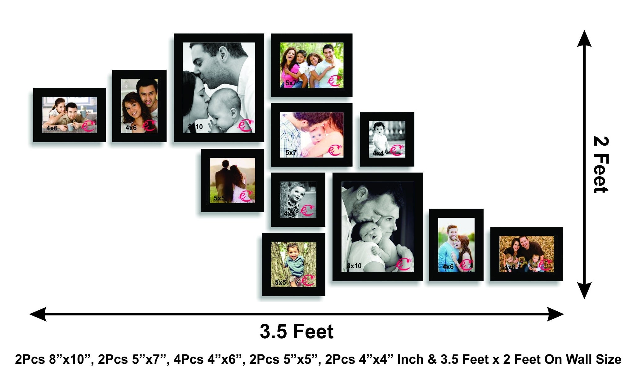 Memory Wall Collage Photo Frame Set of 12 individual photo frames 2