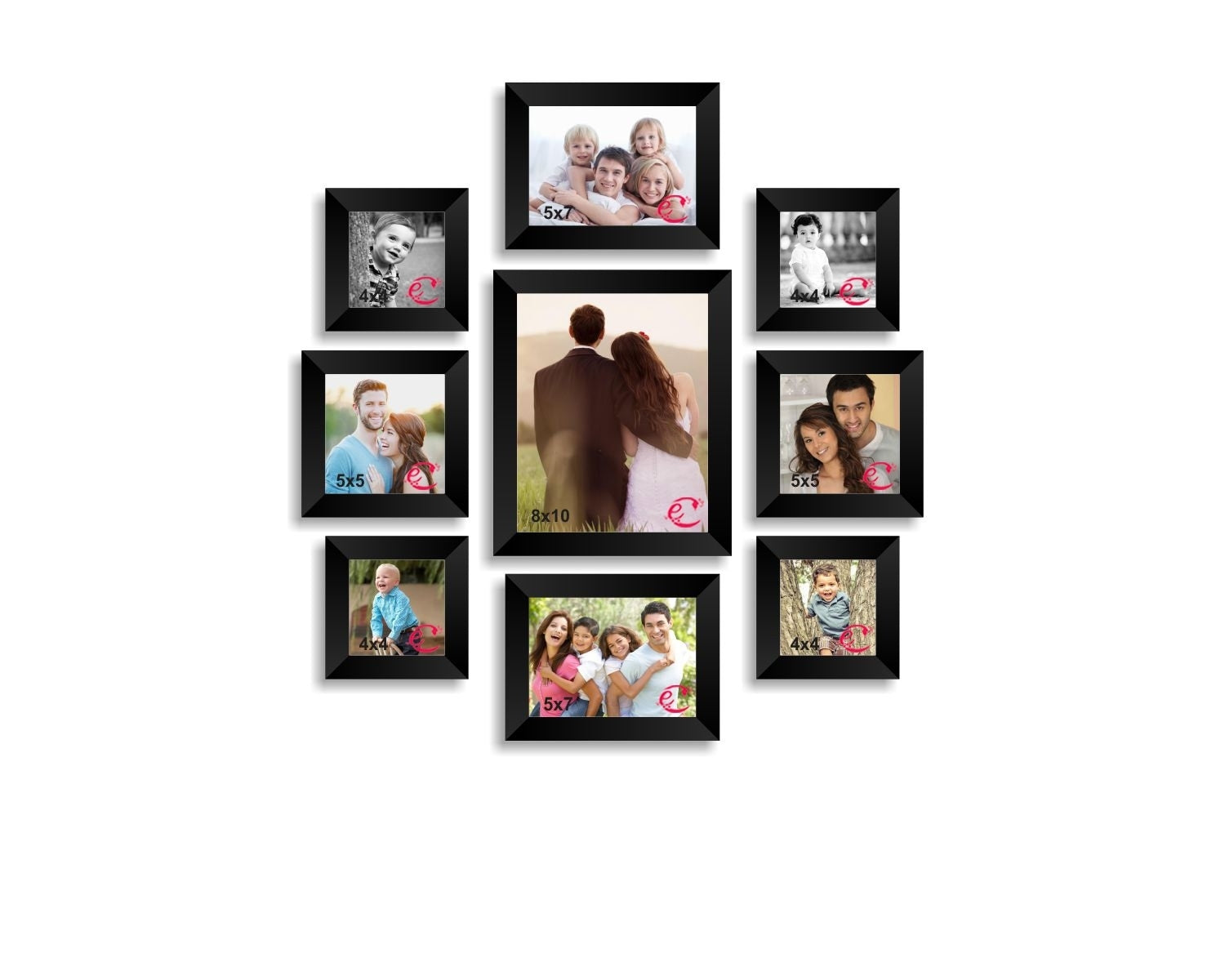 Memory Wall Collage Photo Frame Set of 9 individual photo frames