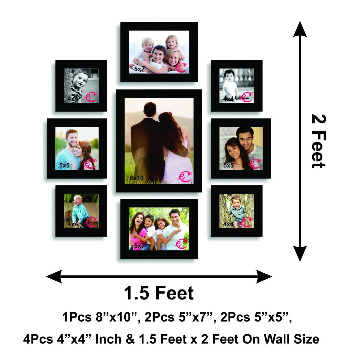 Memory Wall Collage Photo Frame Set of 9 individual photo frames 1