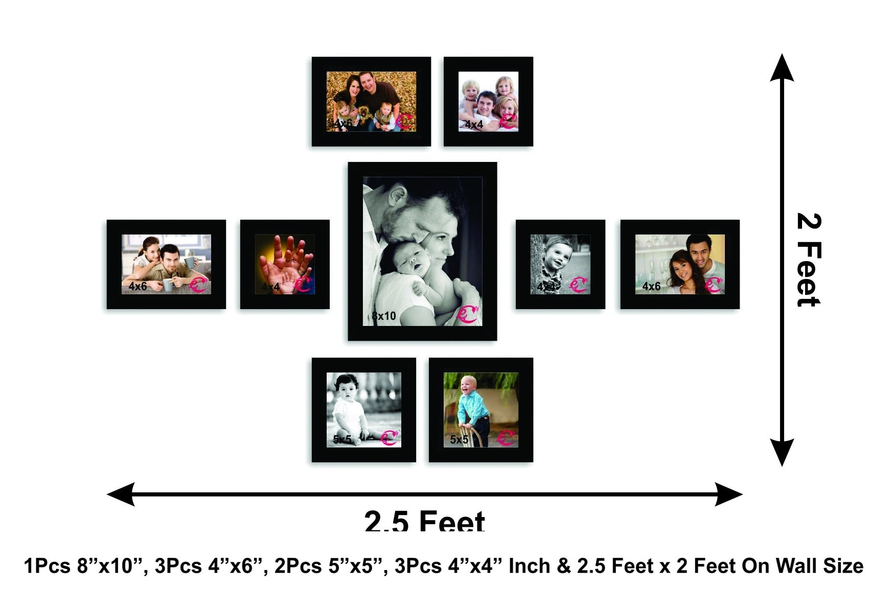 Memory Wall Collage Photo Frame Set of 9 individual photo frames 2