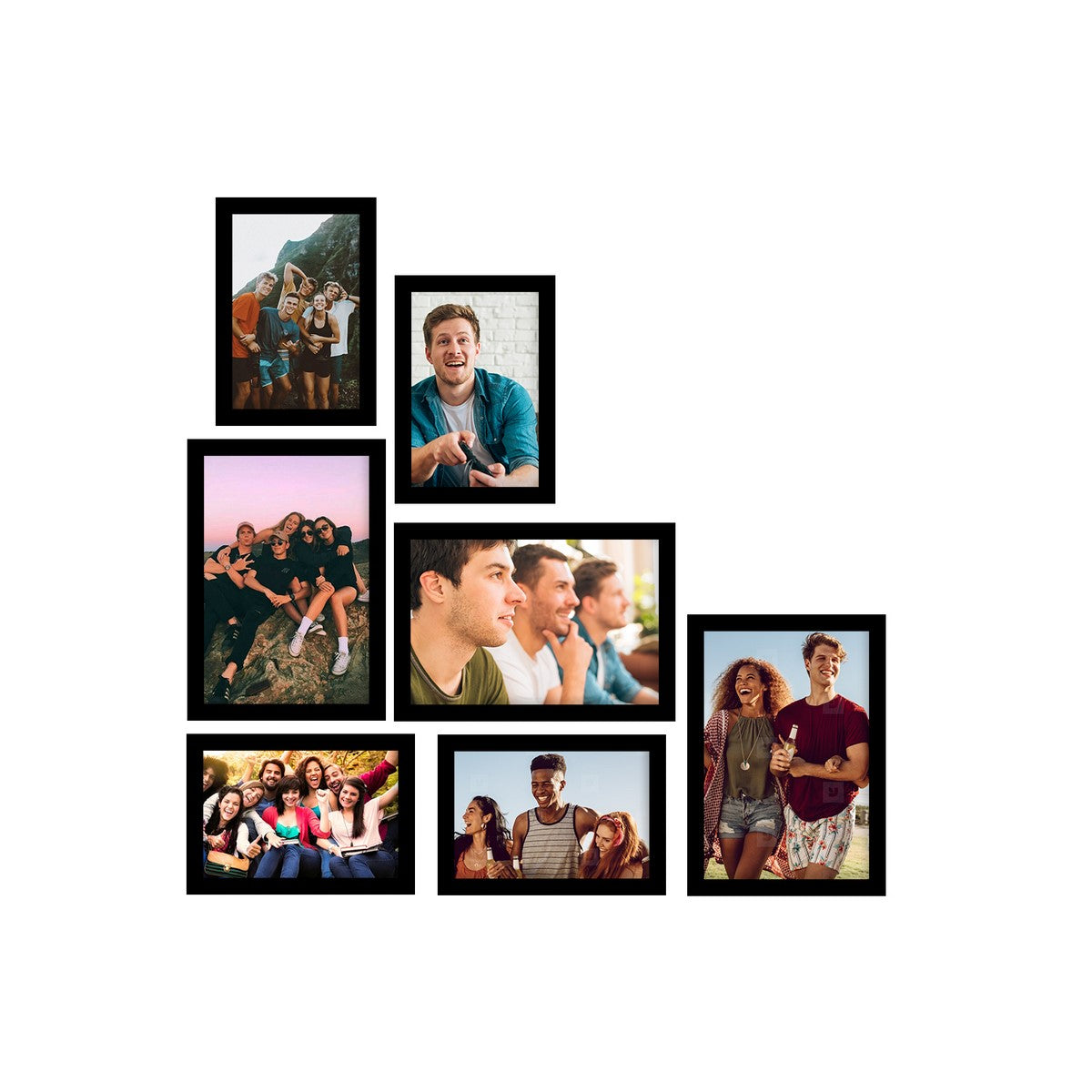 Memory Wall Collage Photo Frame - Set of 7 Photo Frames for 4 Photos of 4"x6", 3 Photos of 5"x7"