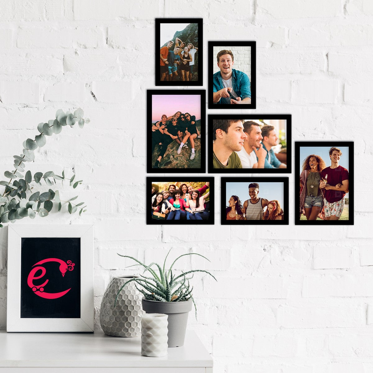 Memory Wall Collage Photo Frame - Set of 7 Photo Frames for 4 Photos of 4"x6", 3 Photos of 5"x7" 1