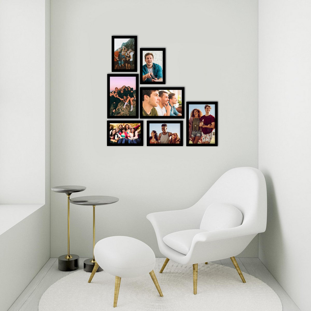 Memory Wall Collage Photo Frame - Set of 7 Photo Frames for 4 Photos of 4"x6", 3 Photos of 5"x7" 2