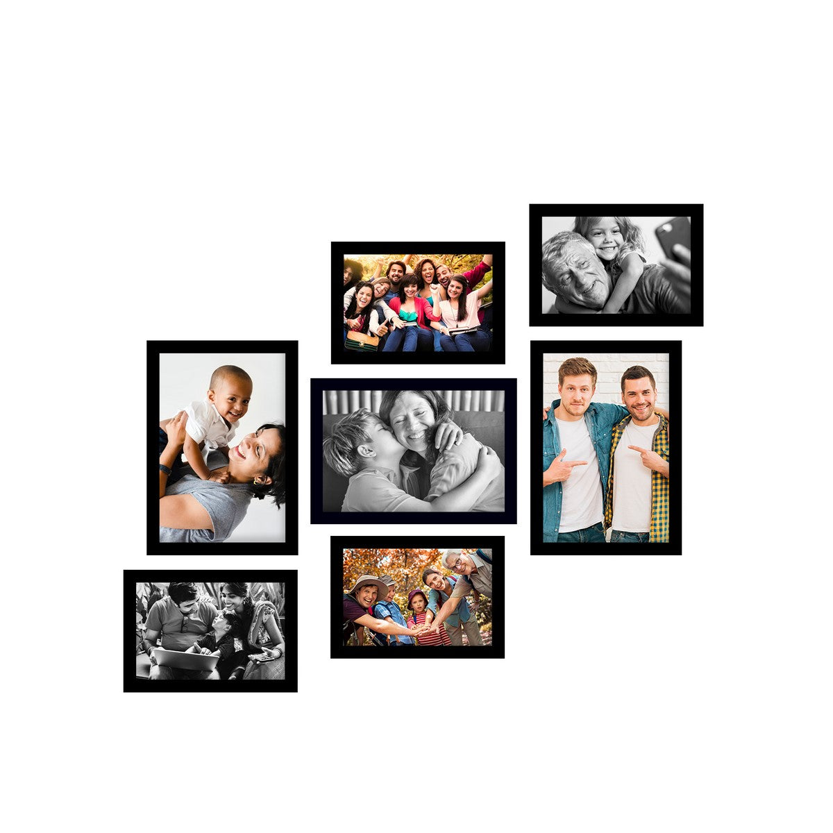 Memory Wall Collage Photo Frame - Set of 7 Photo Frames for 4 Photos of 4"x6", 3 Photos of 5"x7"