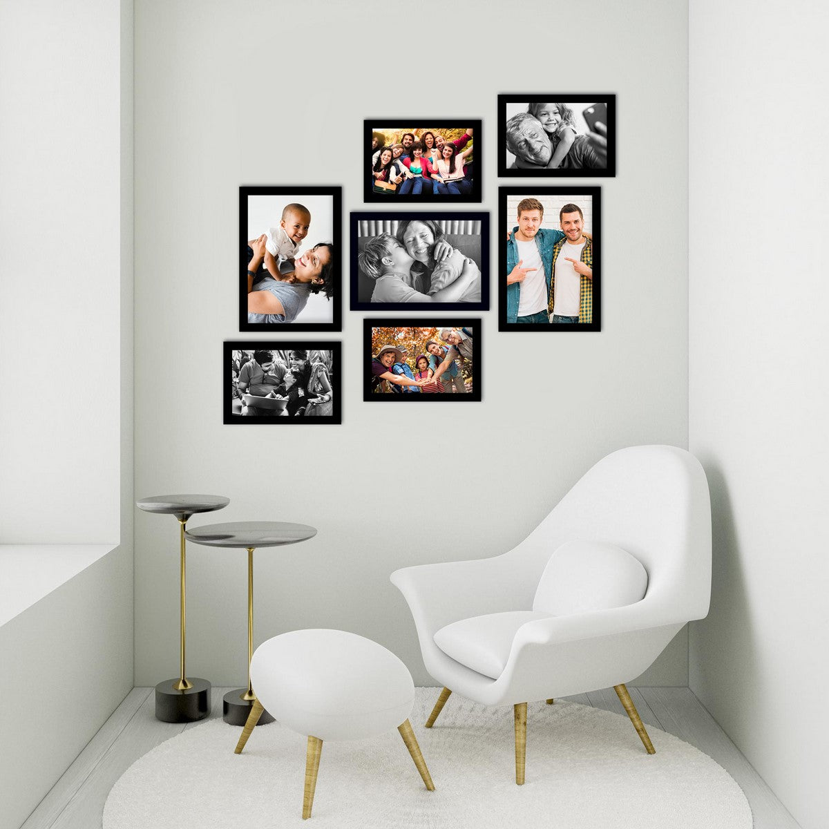 Memory Wall Collage Photo Frame - Set of 7 Photo Frames for 4 Photos of 4"x6", 3 Photos of 5"x7" 2