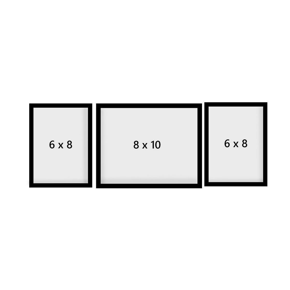 Memory Wall Collage Photo Frame - Set of 3 Photo Frames for 2 Photos of 6"x8", 1 Photos of 8"x10" 3