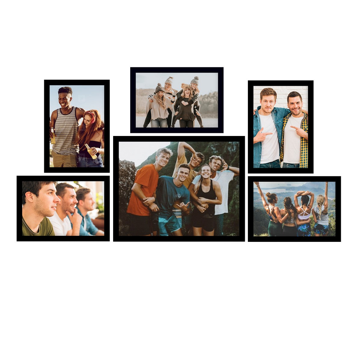 Memory Wall Collage Photo Frame - Set of 6 Photo Frames for 5 Photos of 5"x7", 1 Photos of 8"x10"