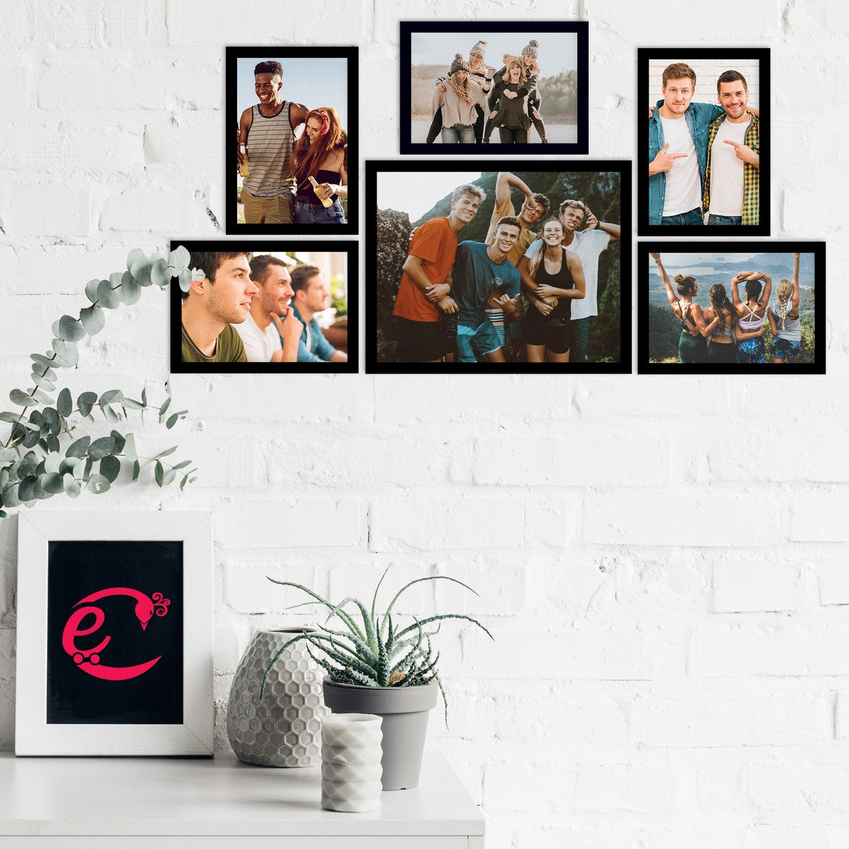 Memory Wall Collage Photo Frame - Set of 6 Photo Frames for 5 Photos of 5"x7", 1 Photos of 8"x10" 1