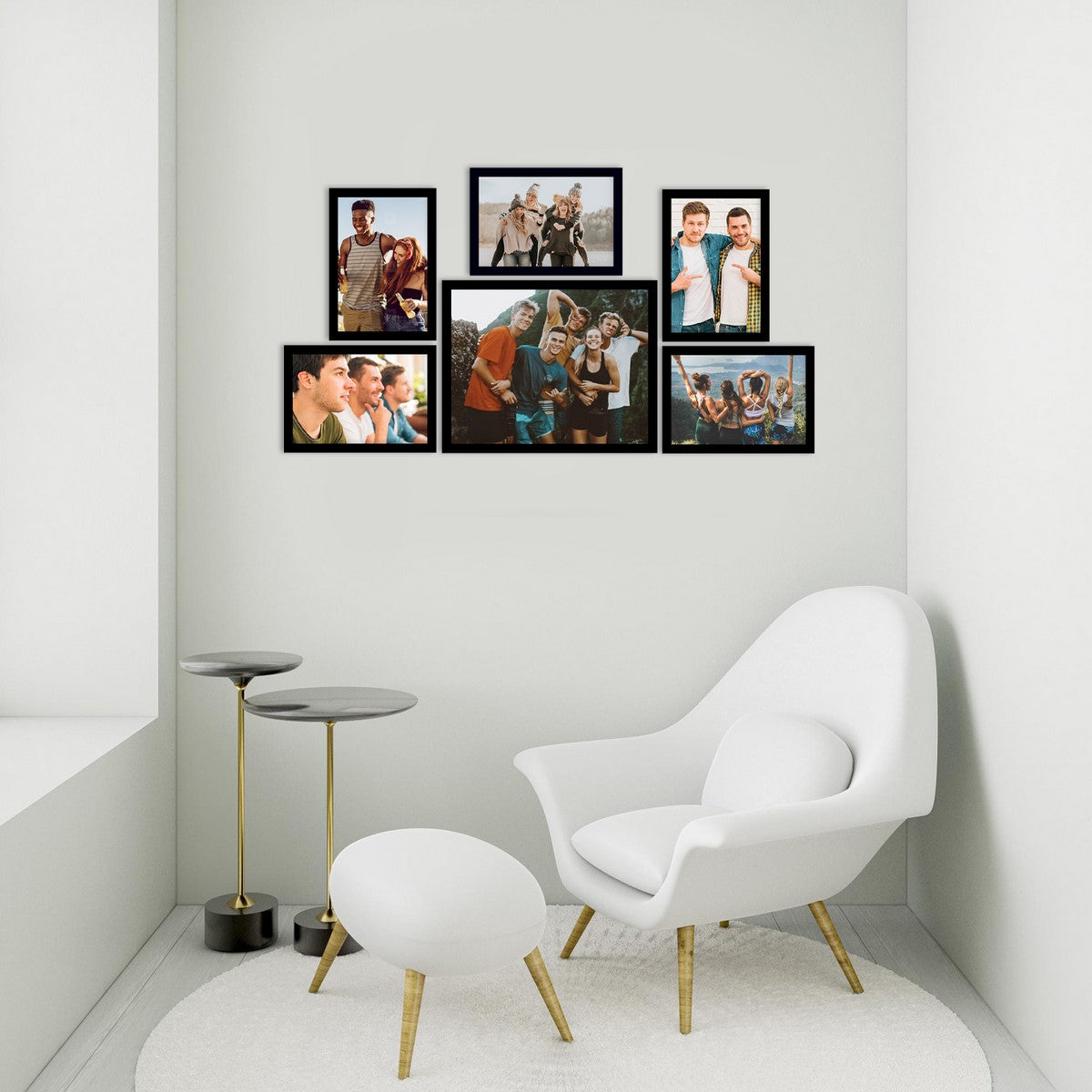 Memory Wall Collage Photo Frame - Set of 6 Photo Frames for 5 Photos of 5"x7", 1 Photos of 8"x10" 2