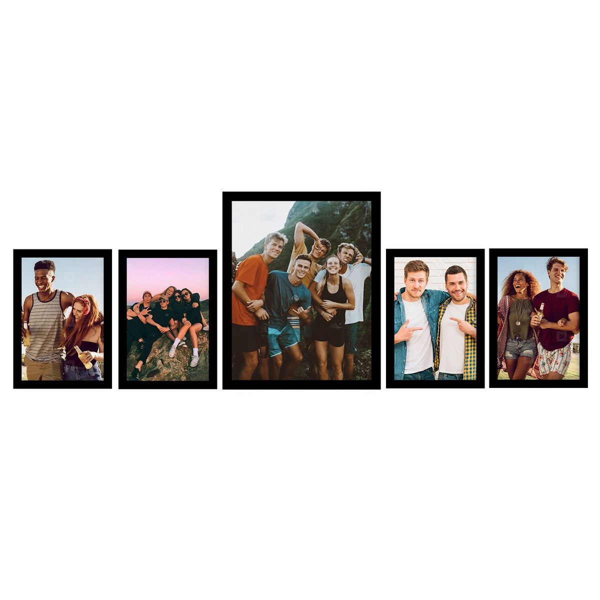 Memory Wall Collage Photo Frame - Set of 5 Photo Frames for 4 Photos of 5"x7", 1 Photos of 8"x10"