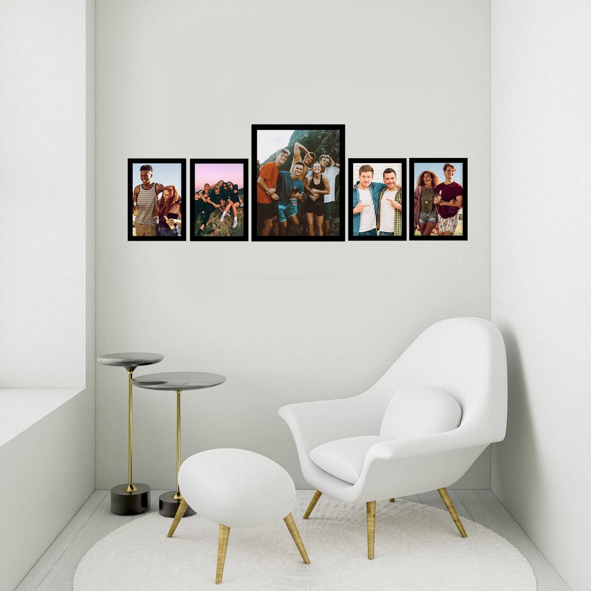 Memory Wall Collage Photo Frame - Set of 5 Photo Frames for 4 Photos of 5"x7", 1 Photos of 8"x10" 2