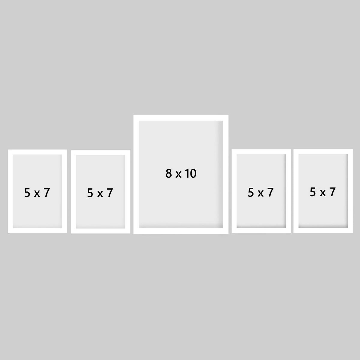 Memory Wall Collage Photo Frame - Set of 5 Photo Frames for 4 Photos of 5"x7", 1 Photos of 8"x10" 3